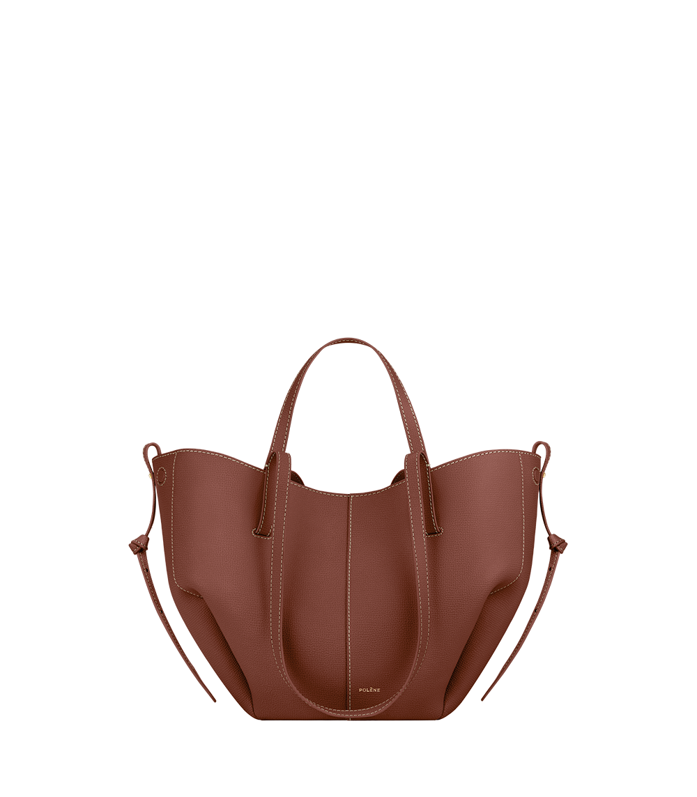 Polene Bag Cyme Mini Textured Cognac