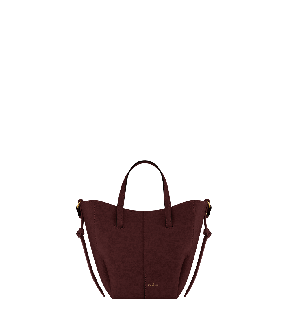 Polène | Bag - Cyme Tote Nano - Textured Black Cherry – Polène US