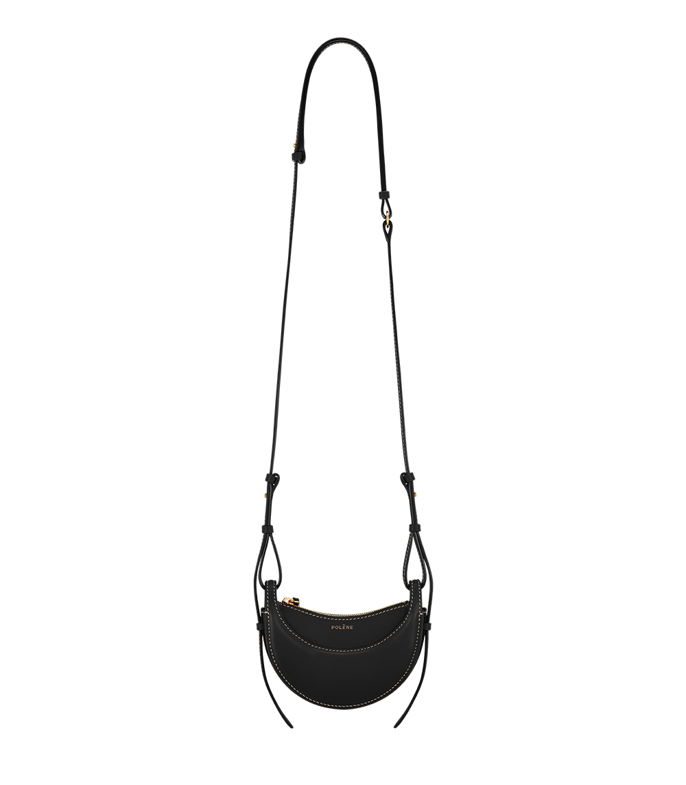 Polène | Bag - Numéro Dix Micro - Smooth Black with Ecru Stitching