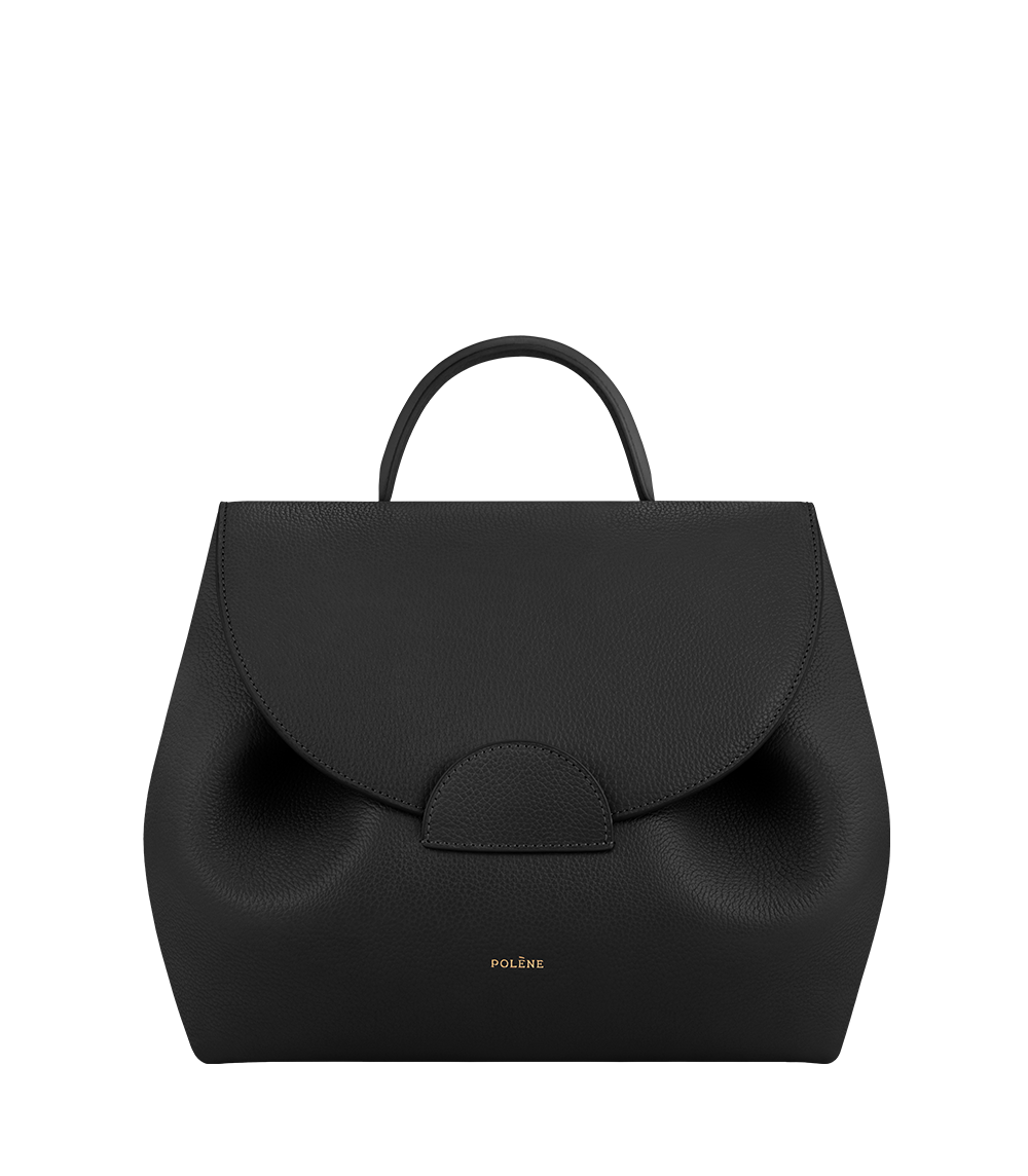 Polene Numero Un Nano in Black Grained Leather, Luxury, Bags