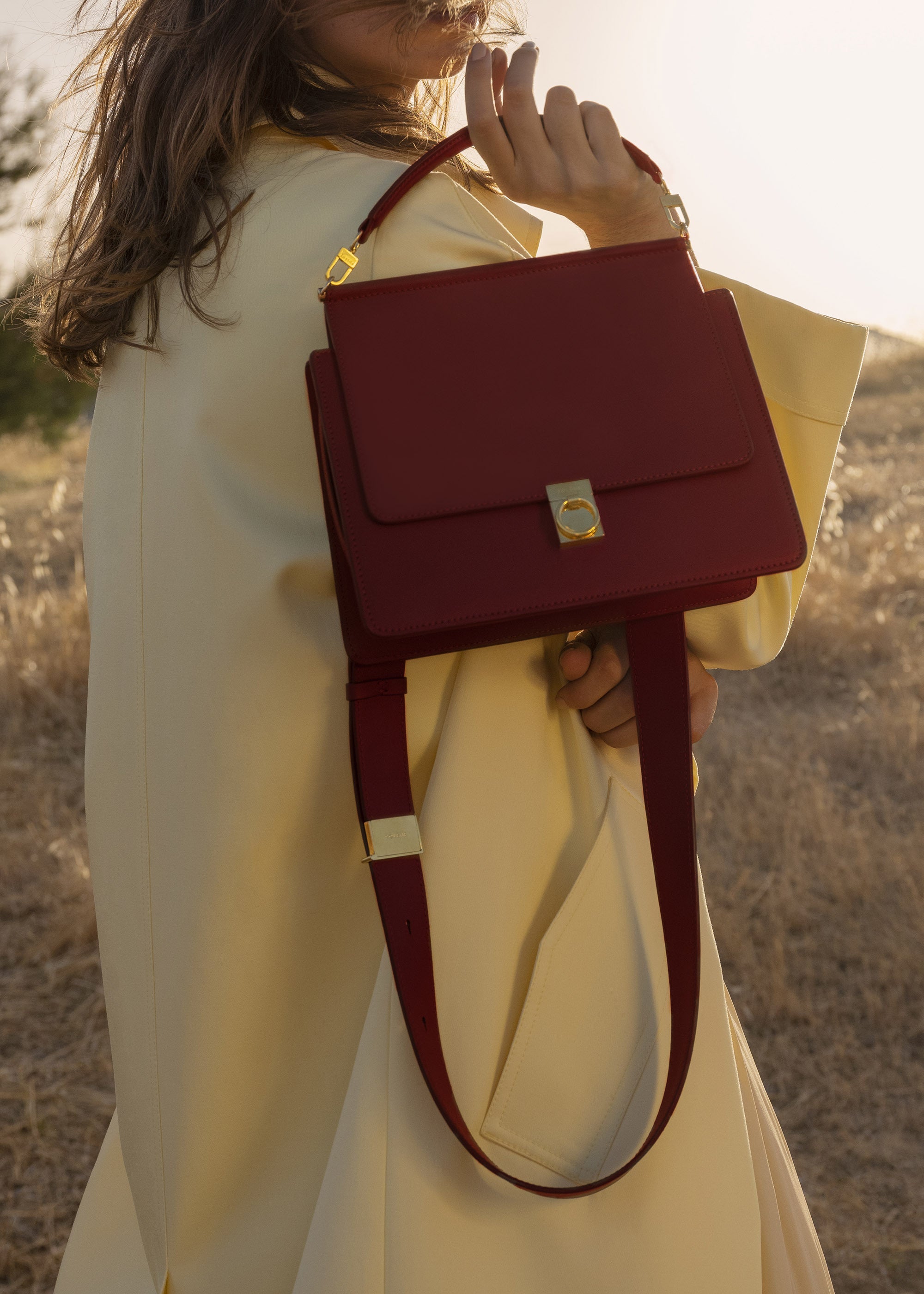 Polène | Bag - Numéro Sept - Smooth Burgundy – Polène US