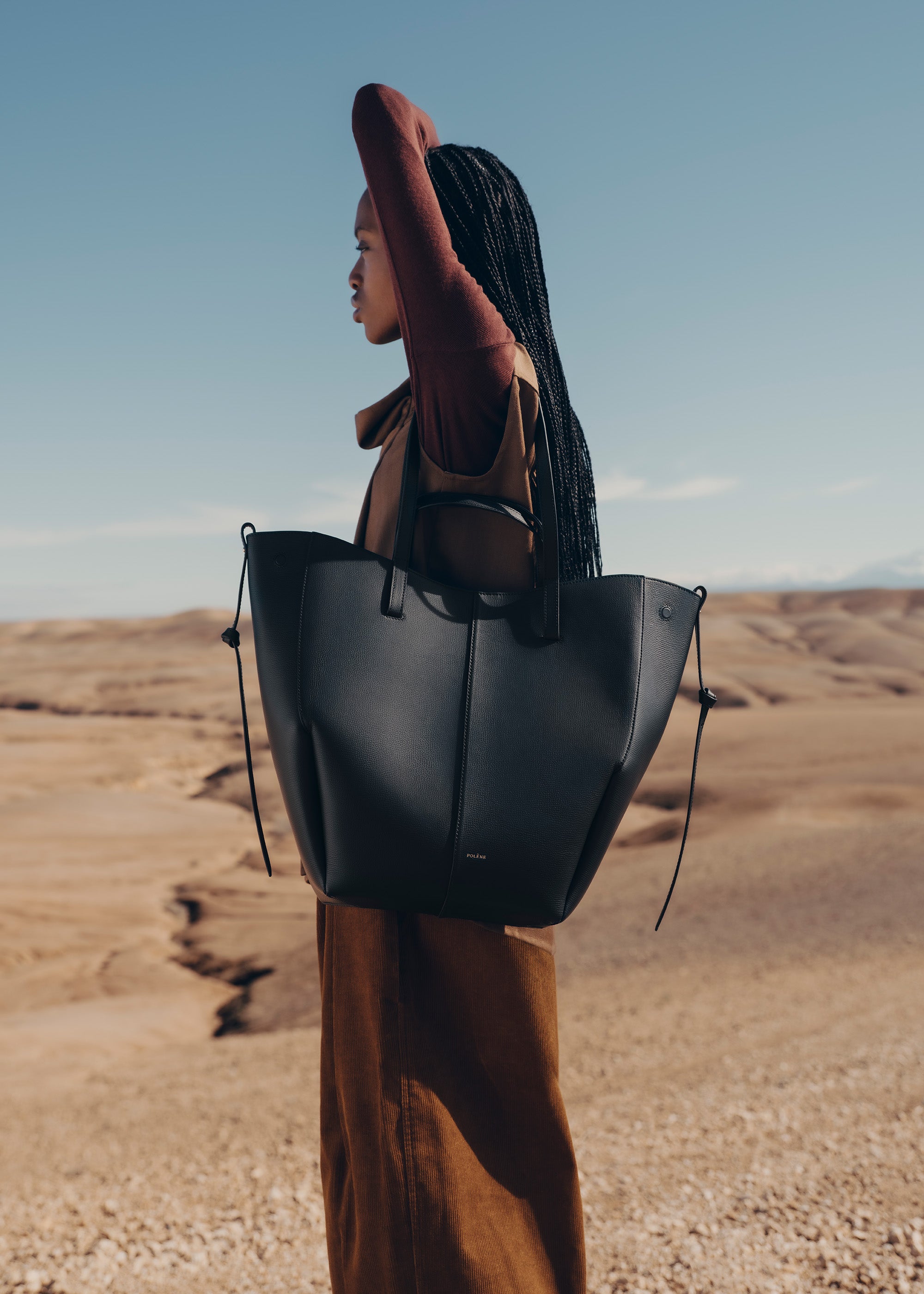 Polène | Bag - Cyme Tote - Textured Black – Polène US
