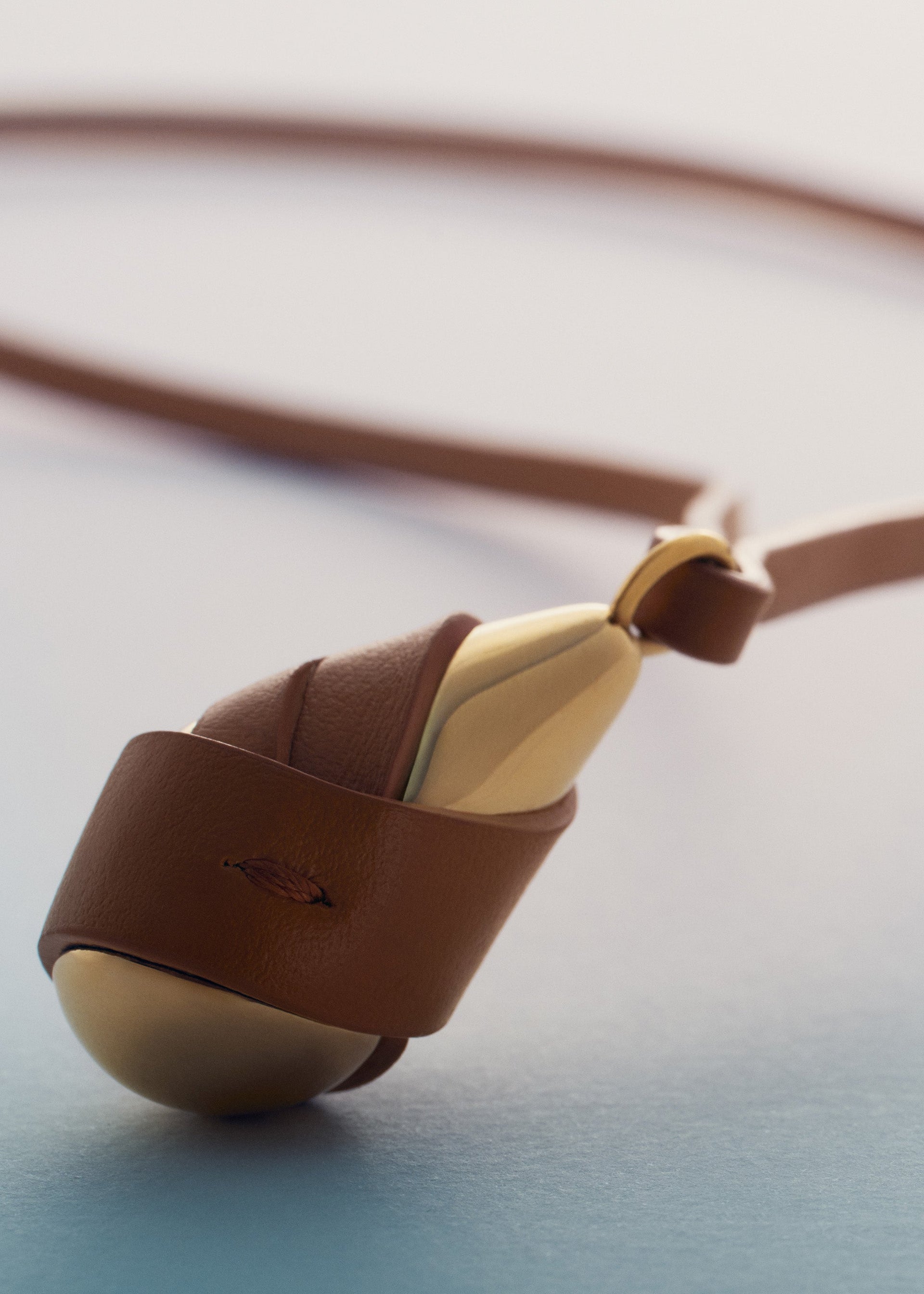 Ormé Pendant - Gold Gilded with Camel Leather