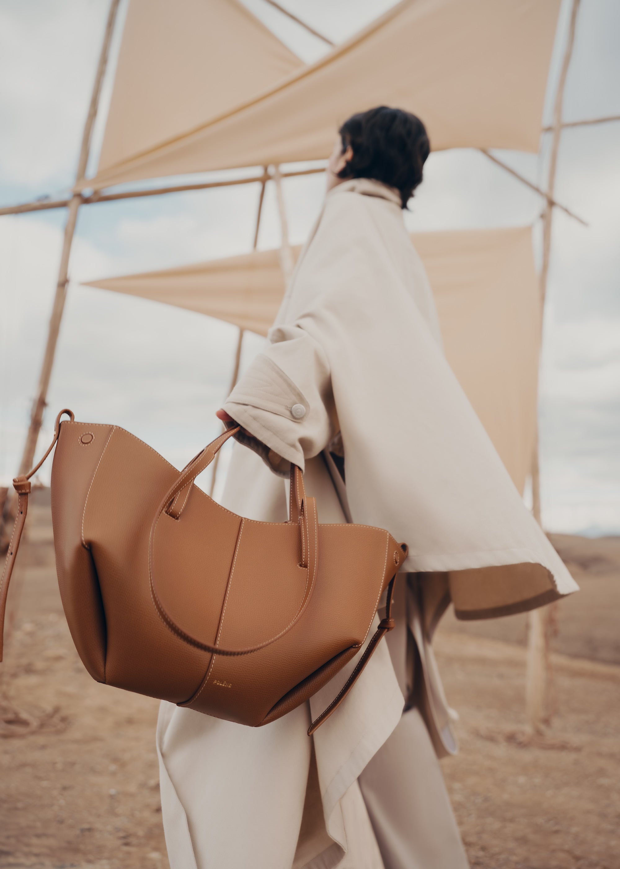 バッグ POLENE Cyme Mini Polène | Bag - Cyme Mini - Textured Camel – Polène US