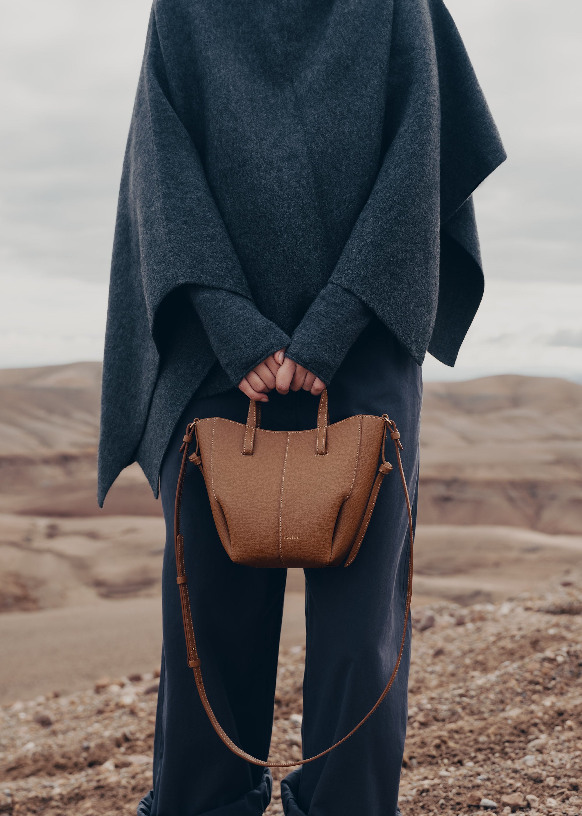 Polène | Bag - Cyme Tote Nano - Textured Camel – Polène US