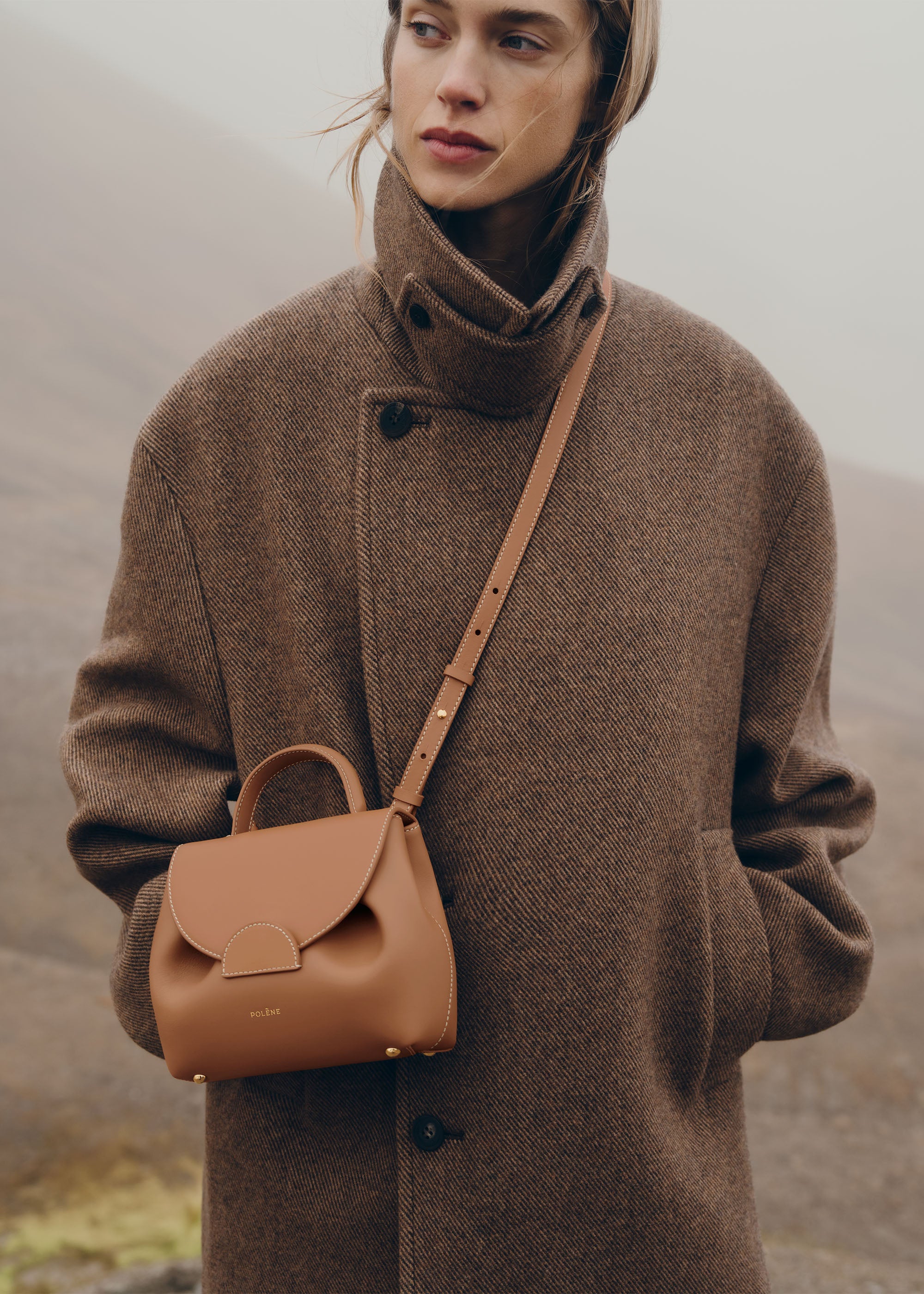 Polène | Bag - numéro Un Nano - Trio Camel Textured Leather