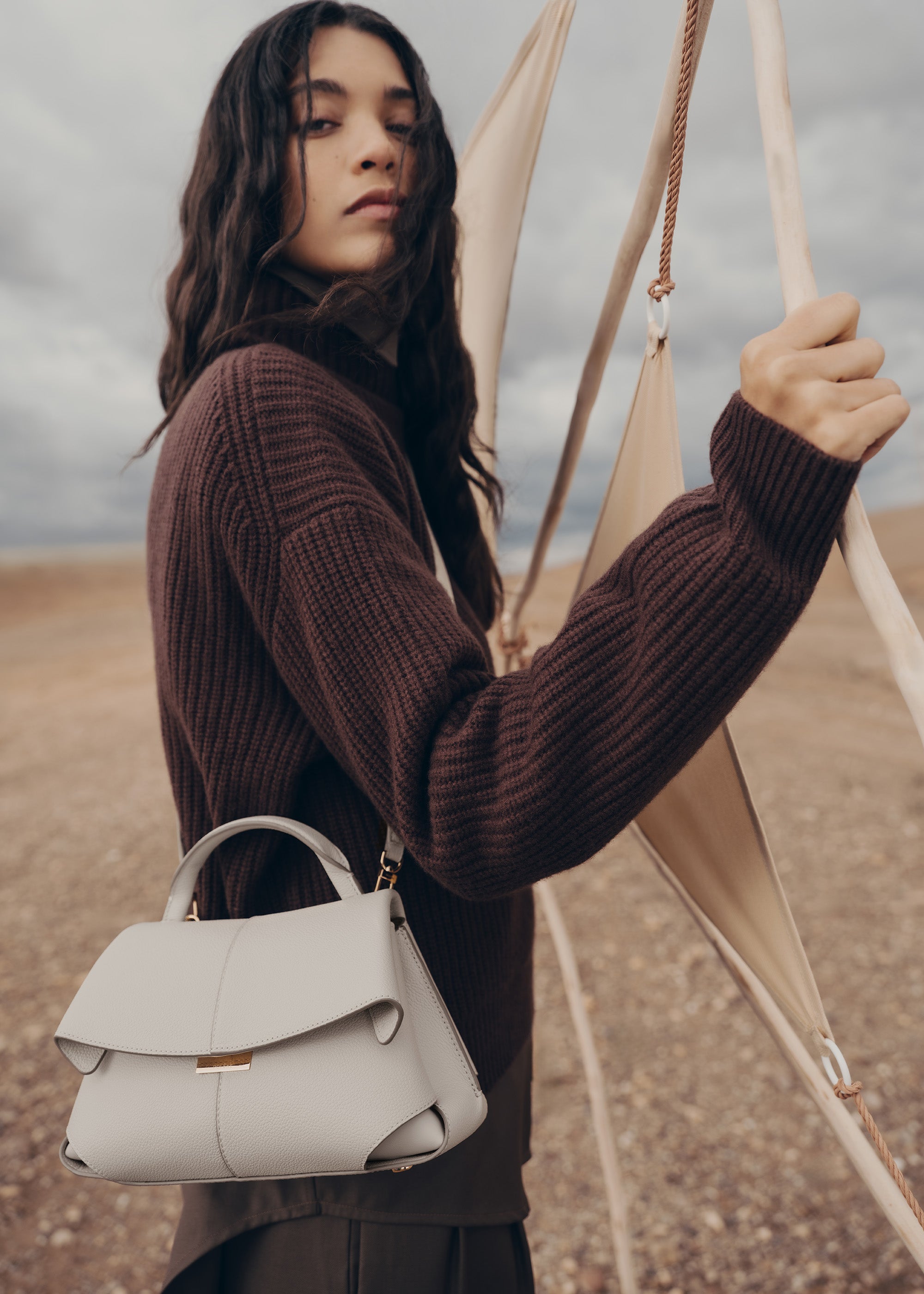 Polène | Bag - Mokki Mini - Textured Chalk – Polène US