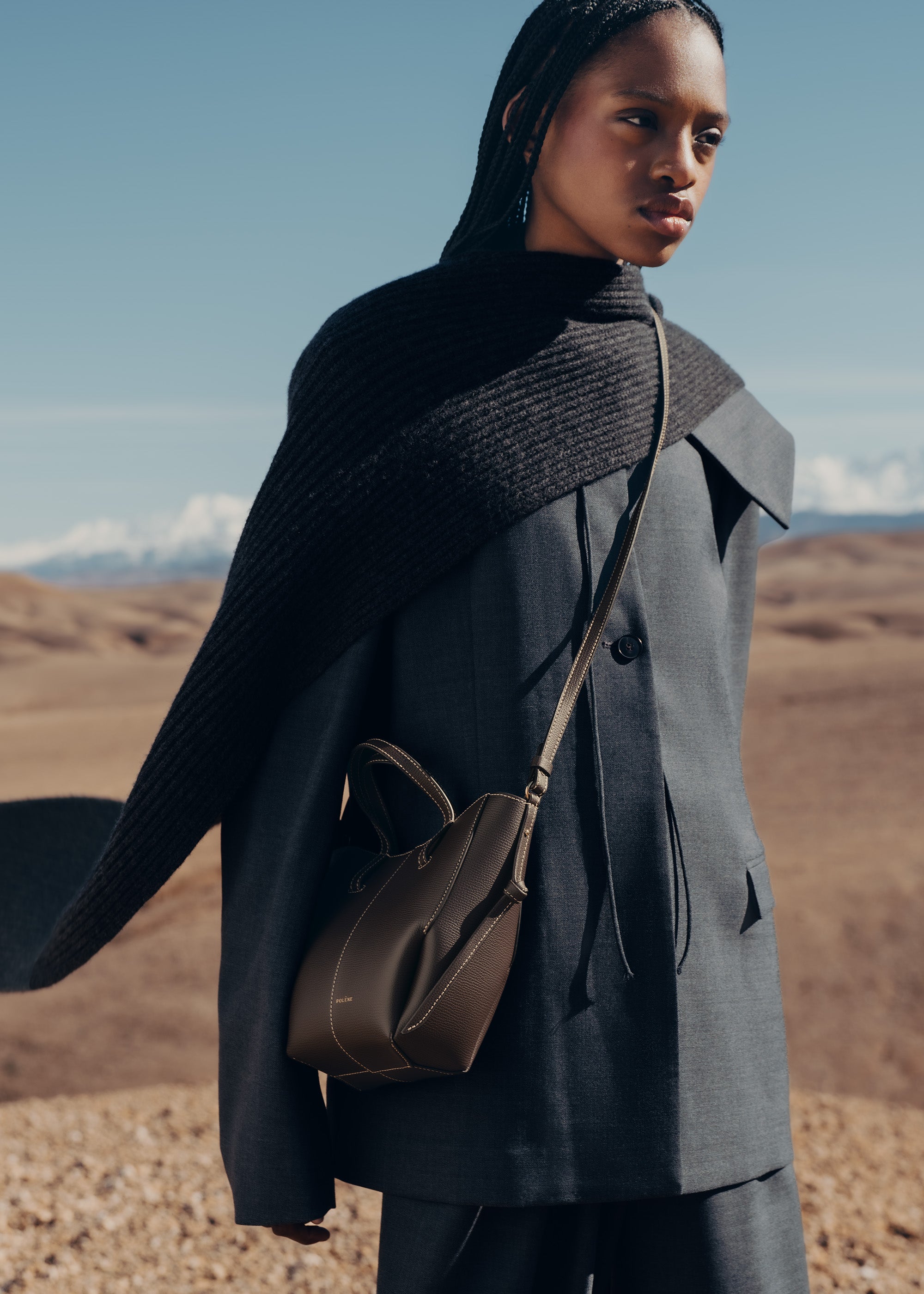 Polène | Bag - Cyme Tote Nano - Textured Ebony – Polène US