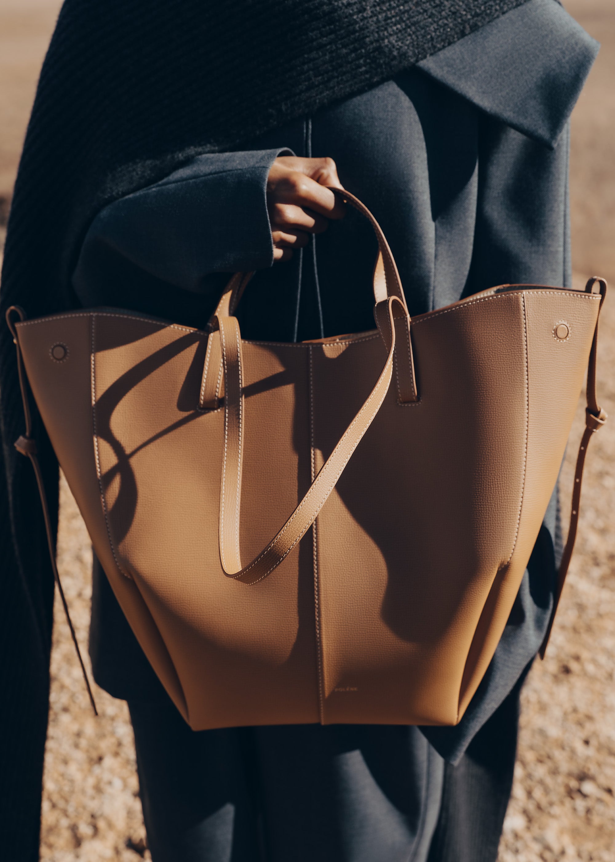 Polène | Bag - Cyme Tote - Textured Camel – Polène US