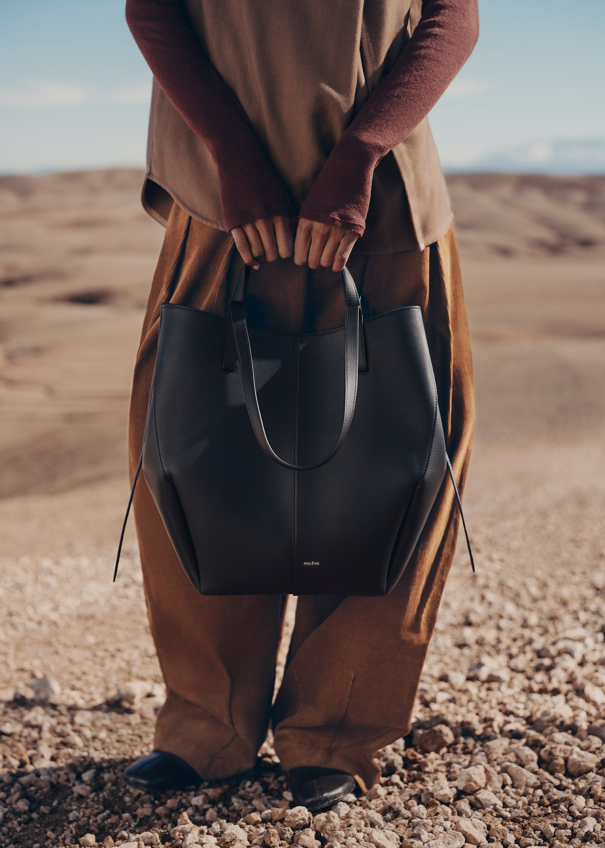 Polène | Bag - Cyme Tote - Textured Black – Polène US