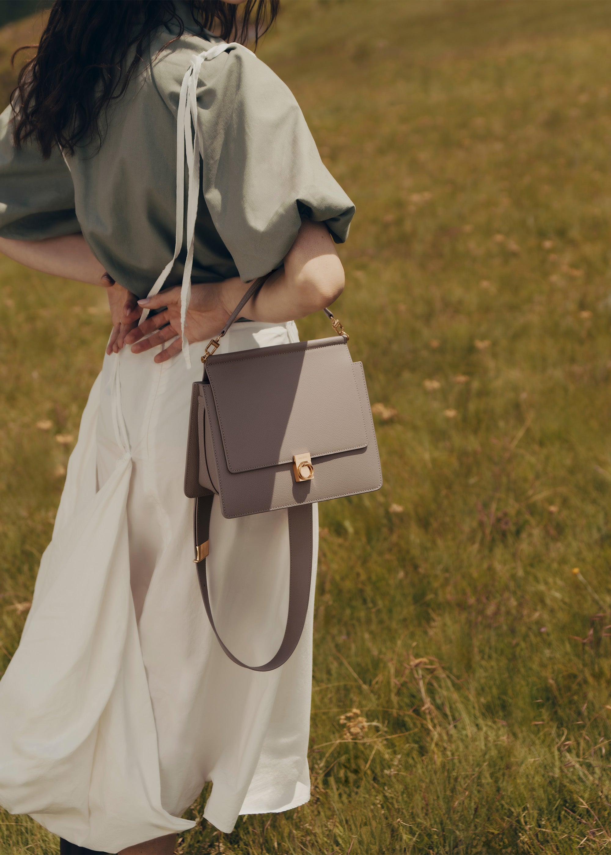 Polène Bag Numéro Sept Textured Taupe