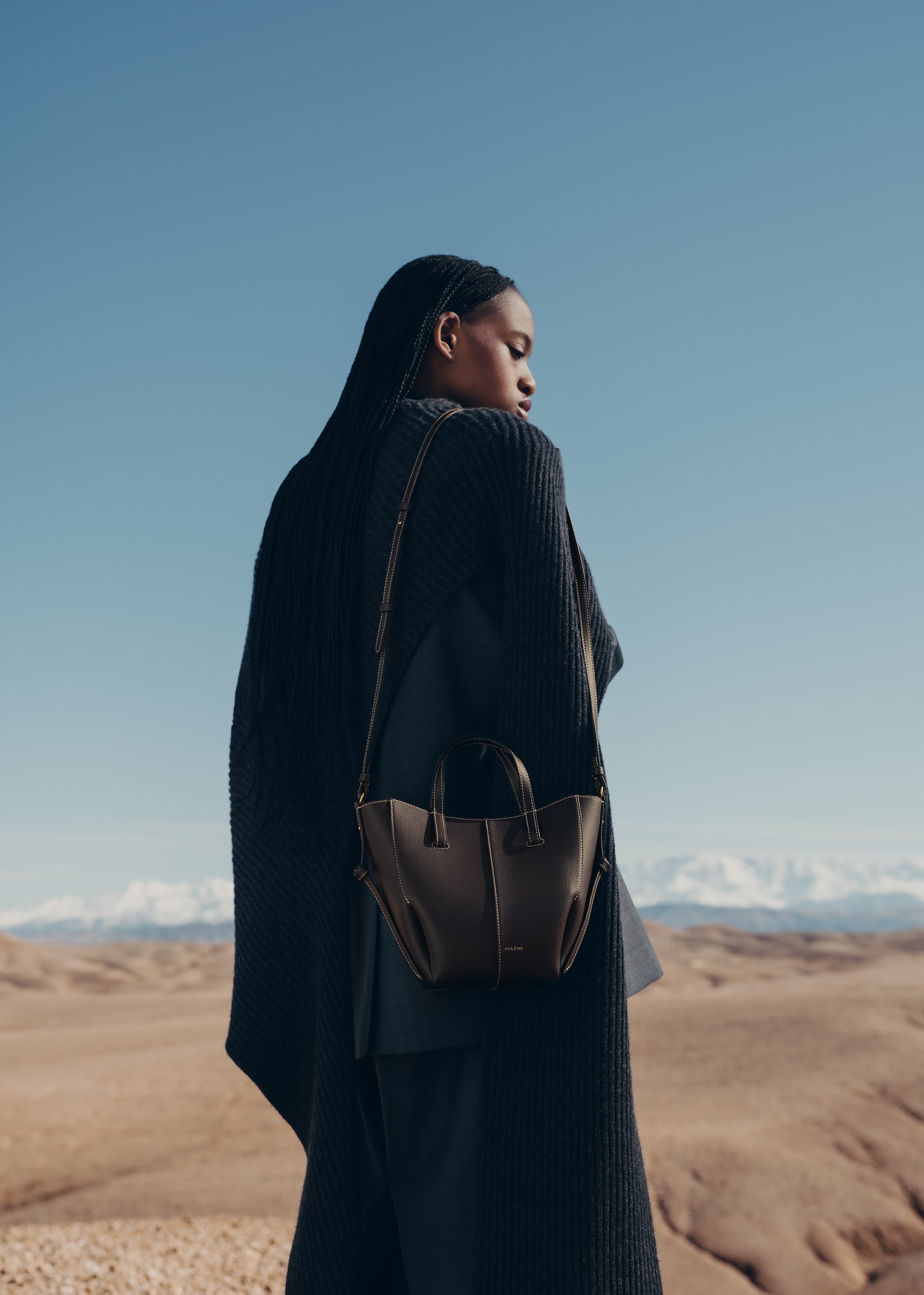 Polène | Bag - Cyme Tote Nano - Textured Ebony – Polène US
