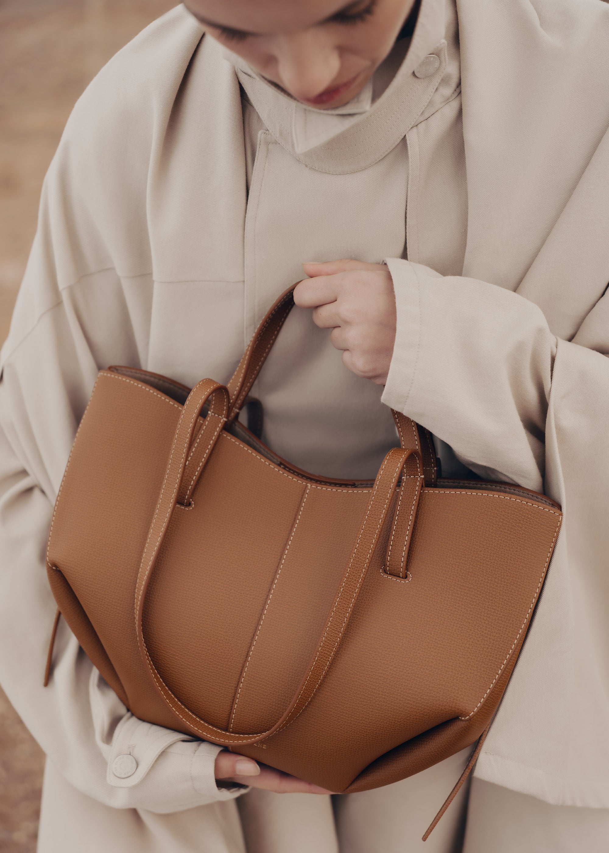 Polène | Bag - Cyme Mini - Textured Camel – Polène US