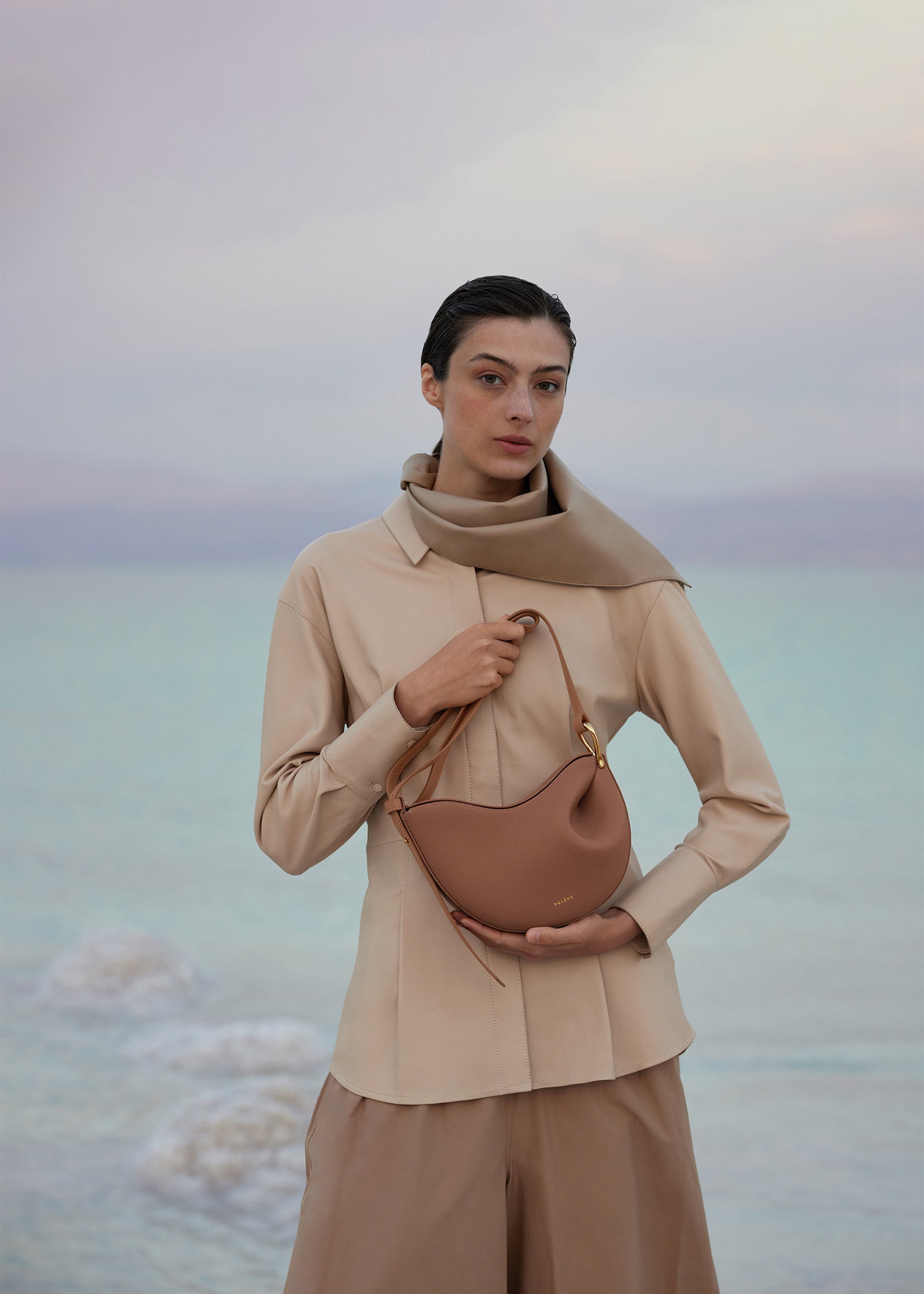 Polène | Bag - numéro Un - Trio Camel Textured Leather