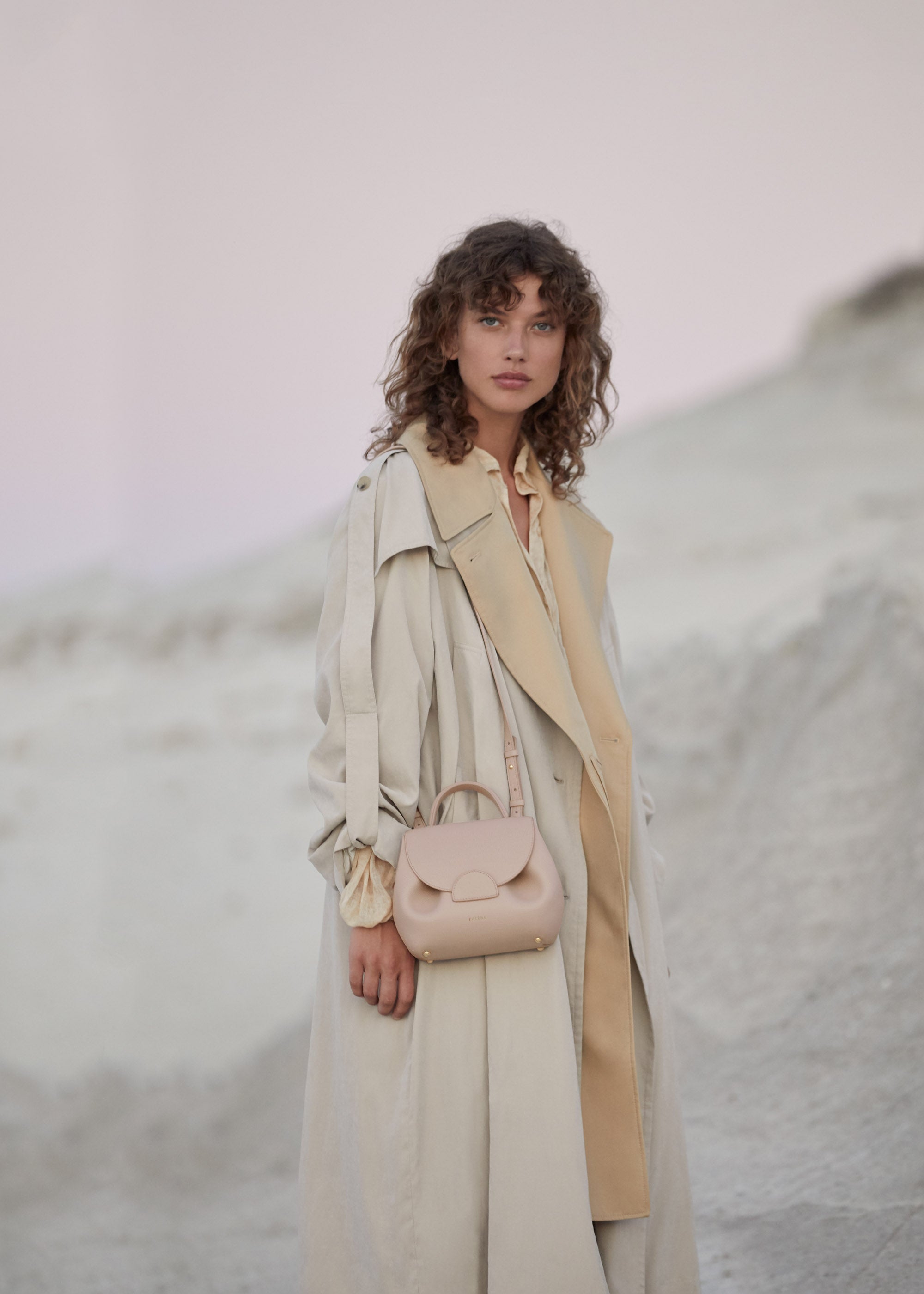 Numéro un nano leather crossbody bag Polene Beige in Leather