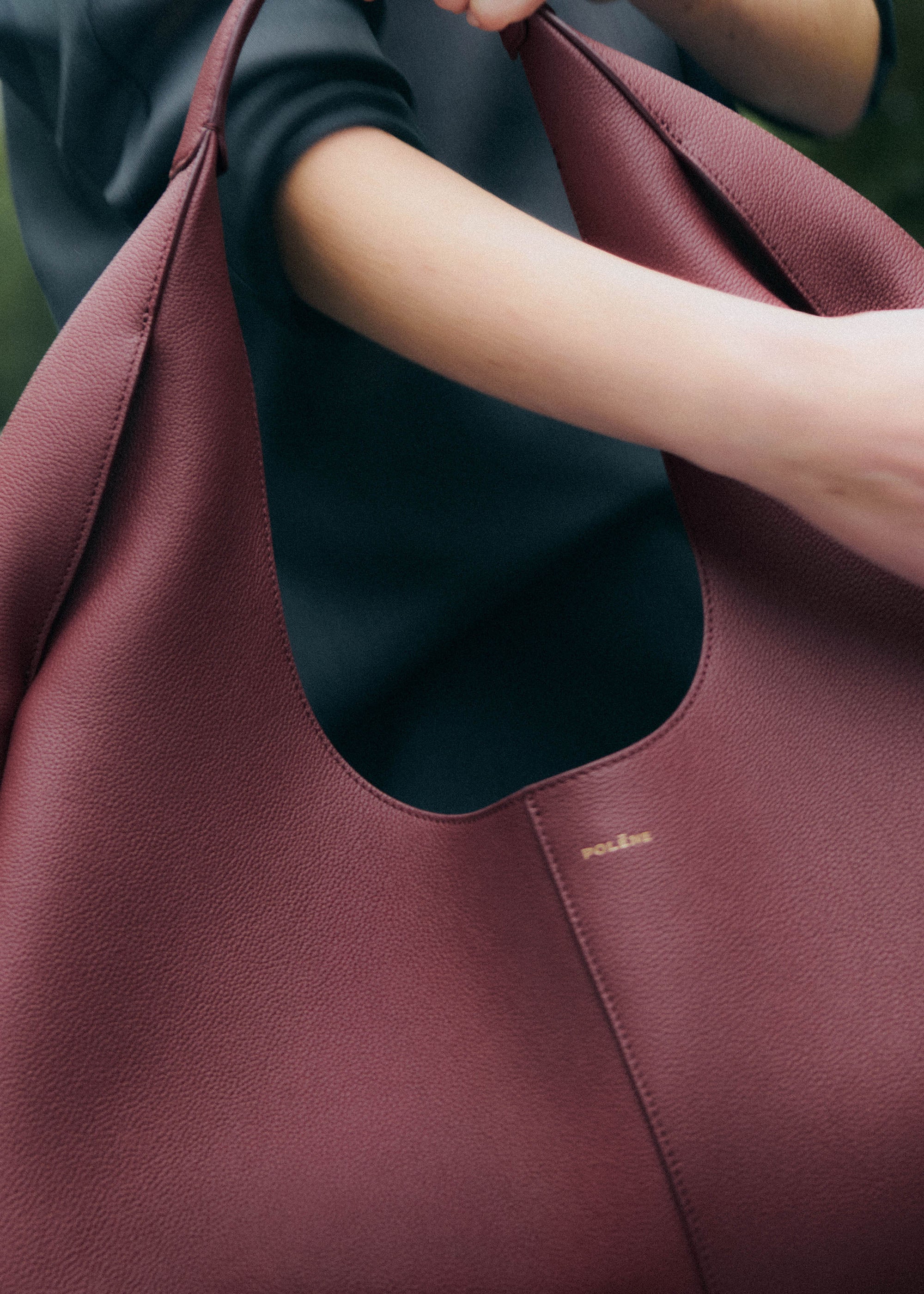 Polène | Bag - Shuldo - Textured Black Cherry – Polène US