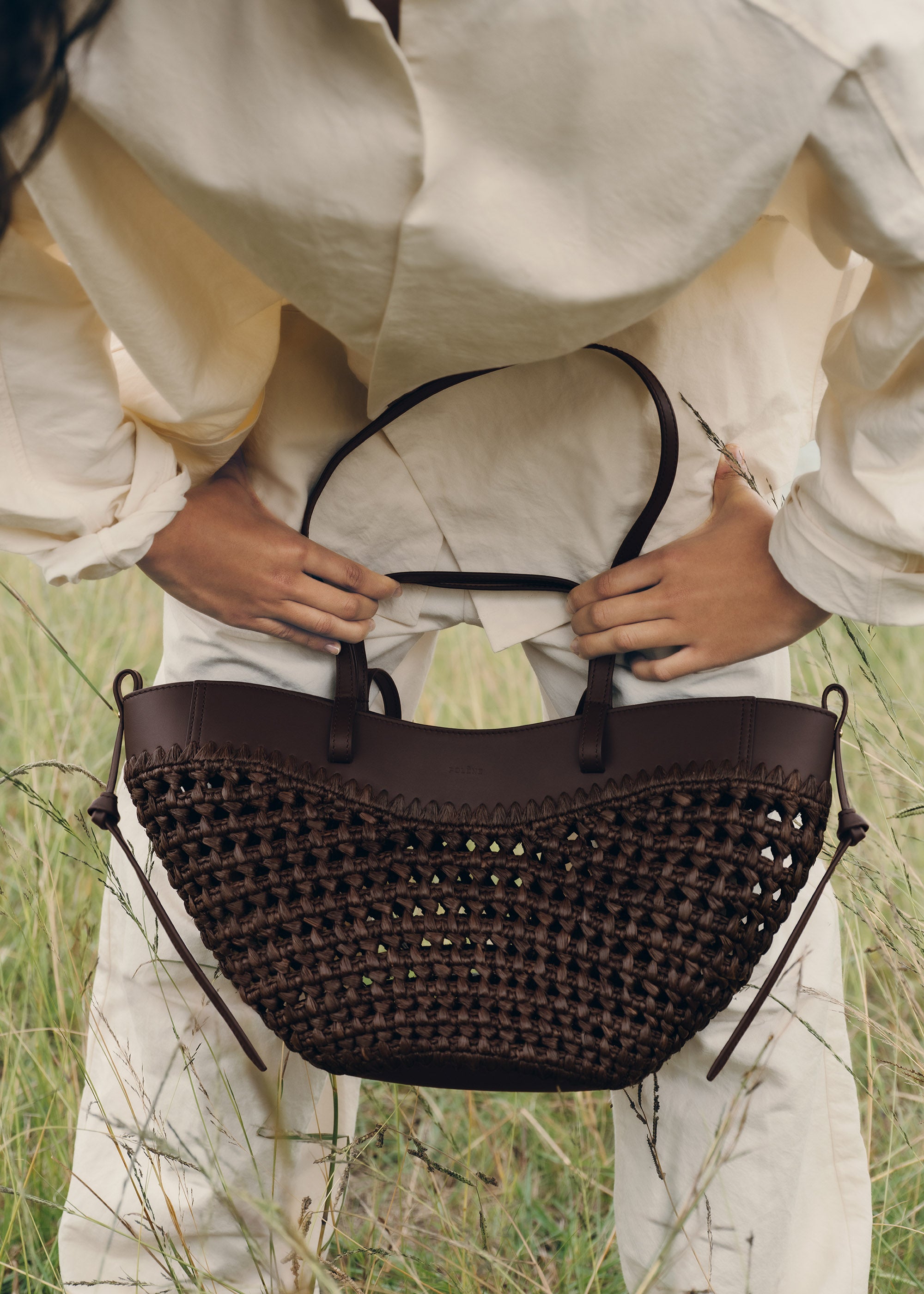 Polène | Bag - Cyme Mini - Raffia Ebony – Polène US