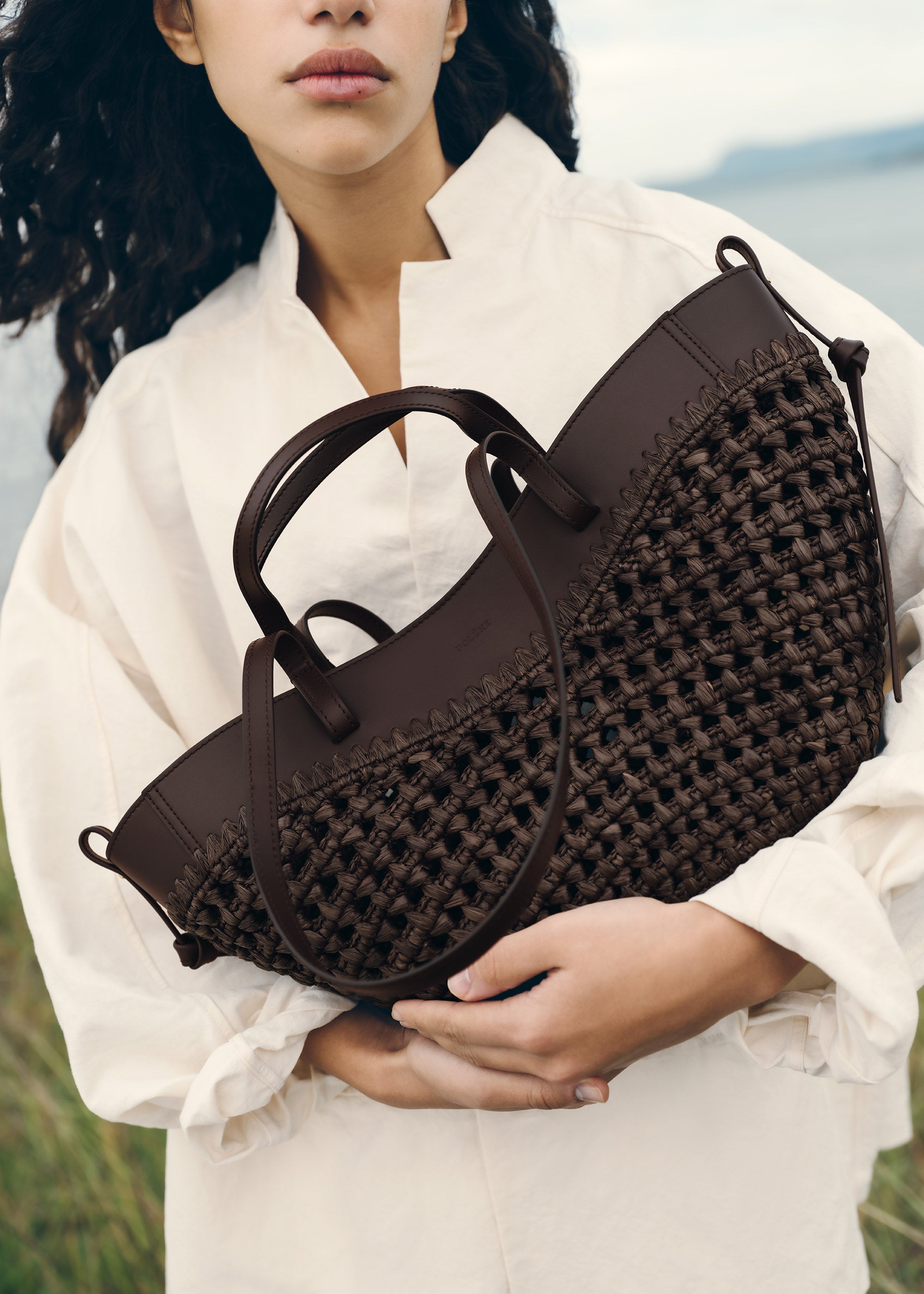 Polène | Bag - Cyme Mini - Raffia Ebony – Polène US