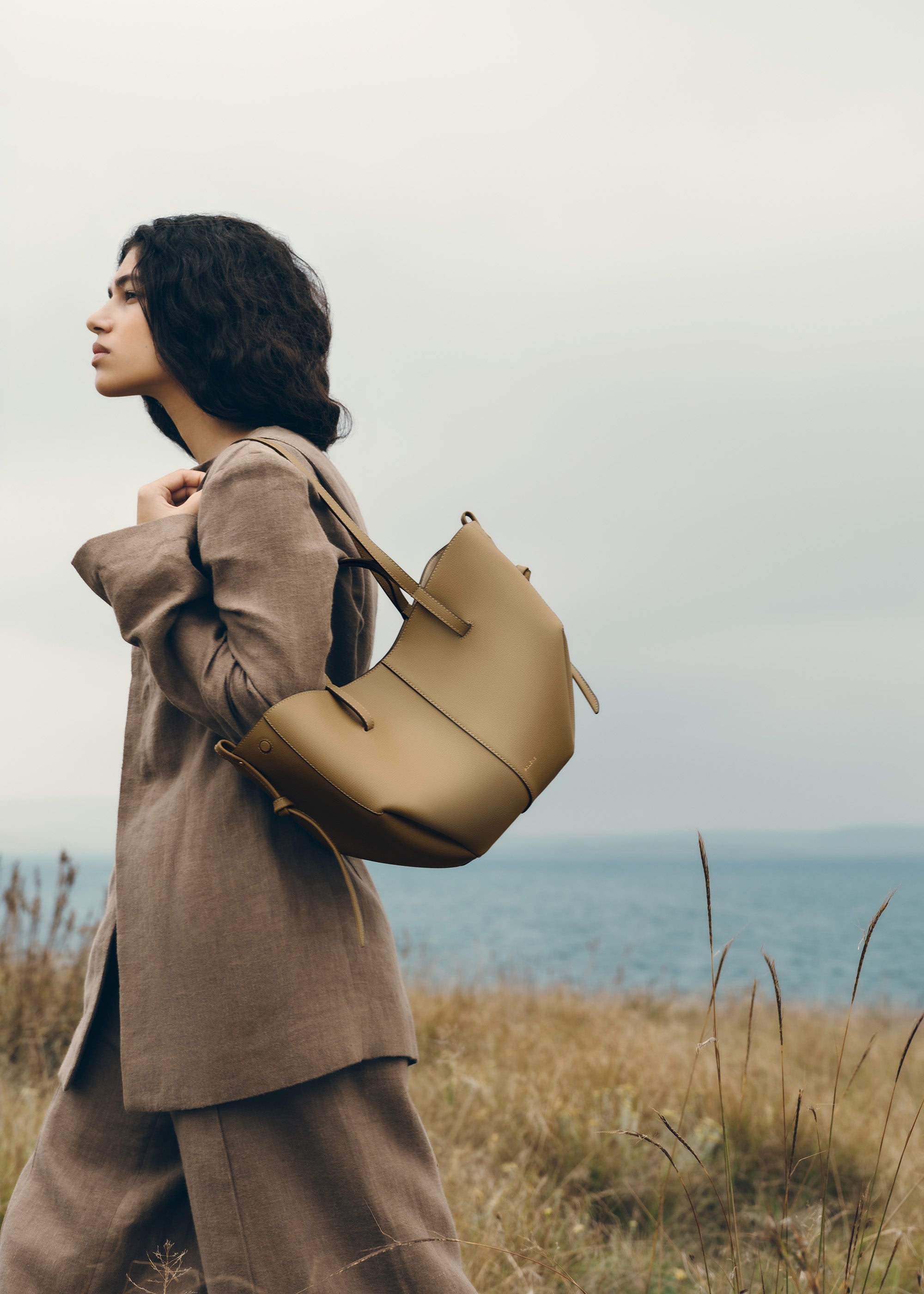 Polène | Bag - Cyme Mini - Textured Smoky Olive – Polène US