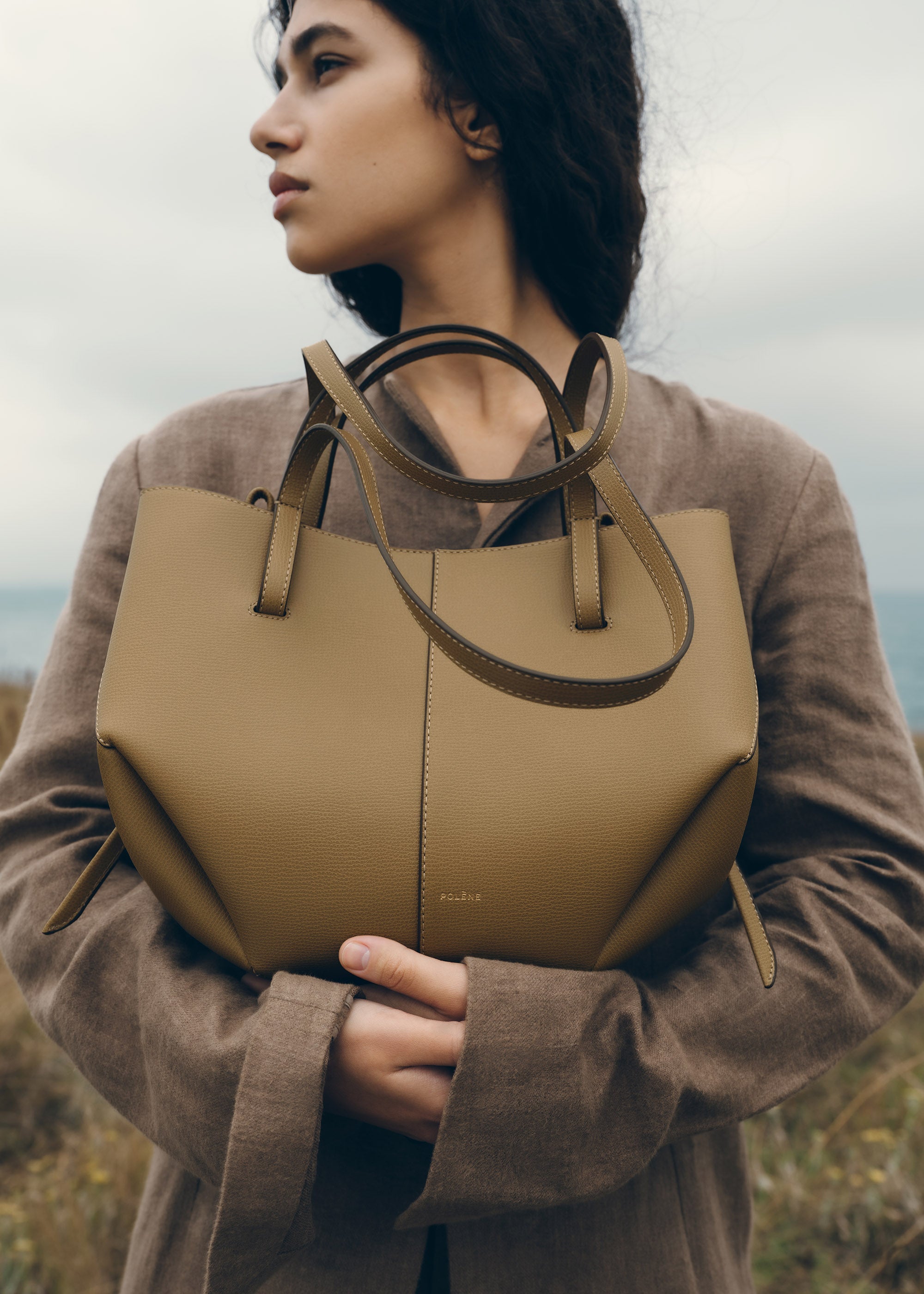 Polène | Bag - Cyme Mini - Textured Smoky Olive – Polène US