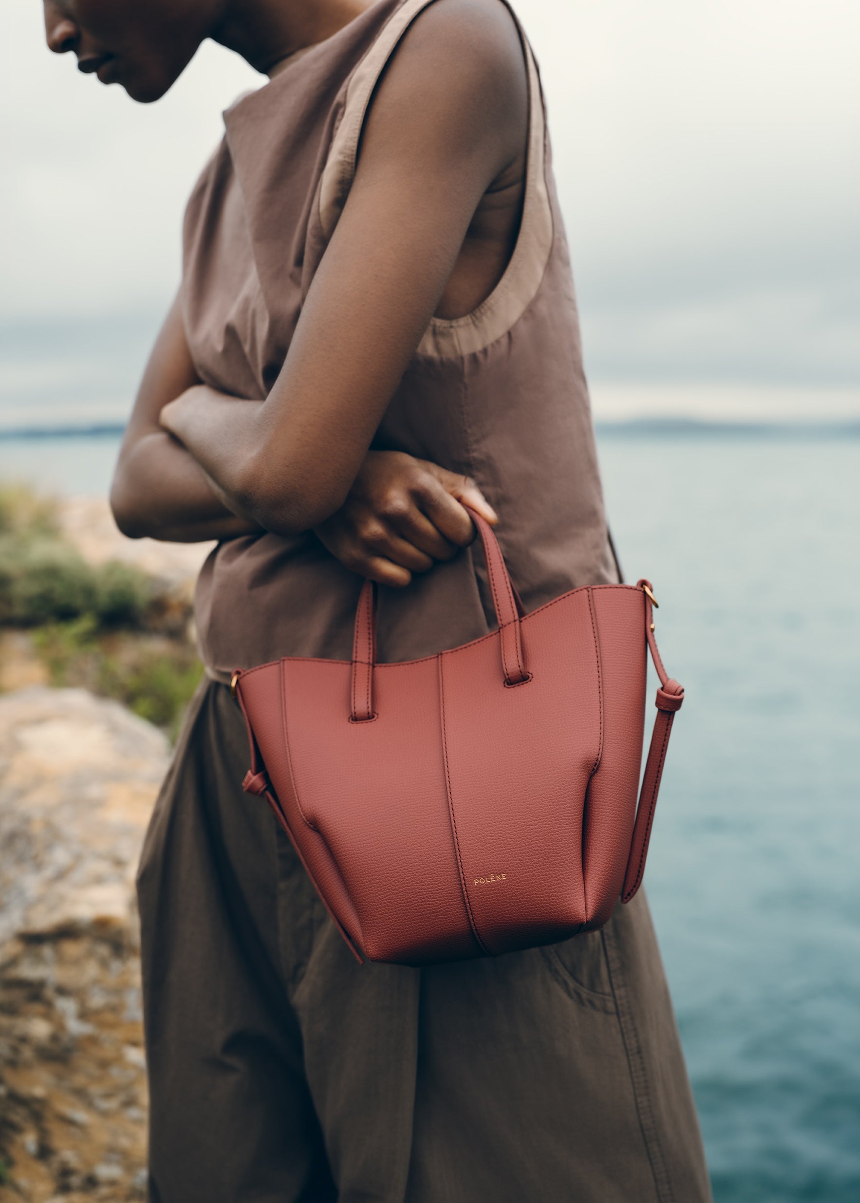 Polène | Bag - Cyme Tote Nano - Textured Terracotta – Polène US