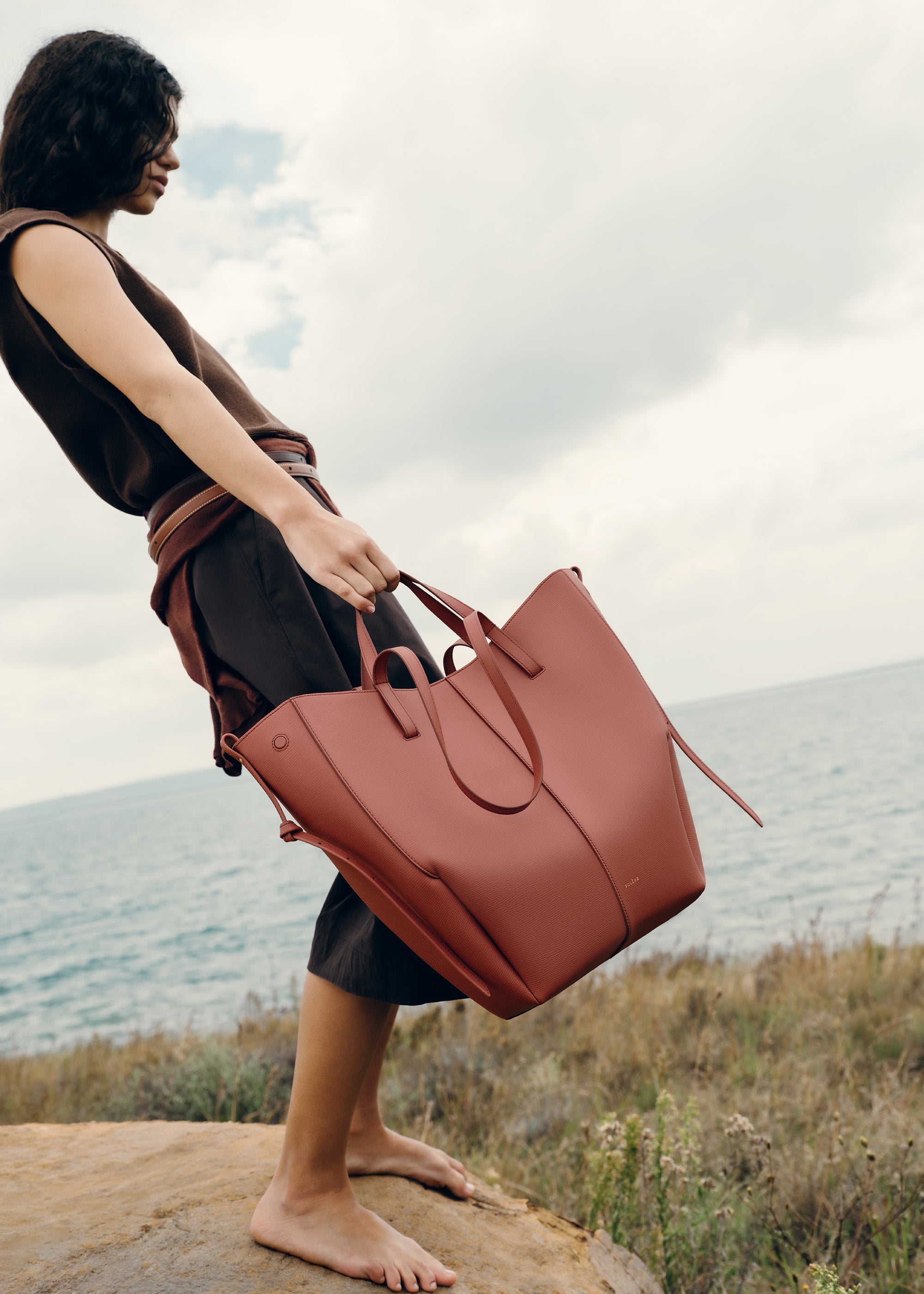 Polène | Bag - Cyme Tote - Textured Terracotta – Polène US