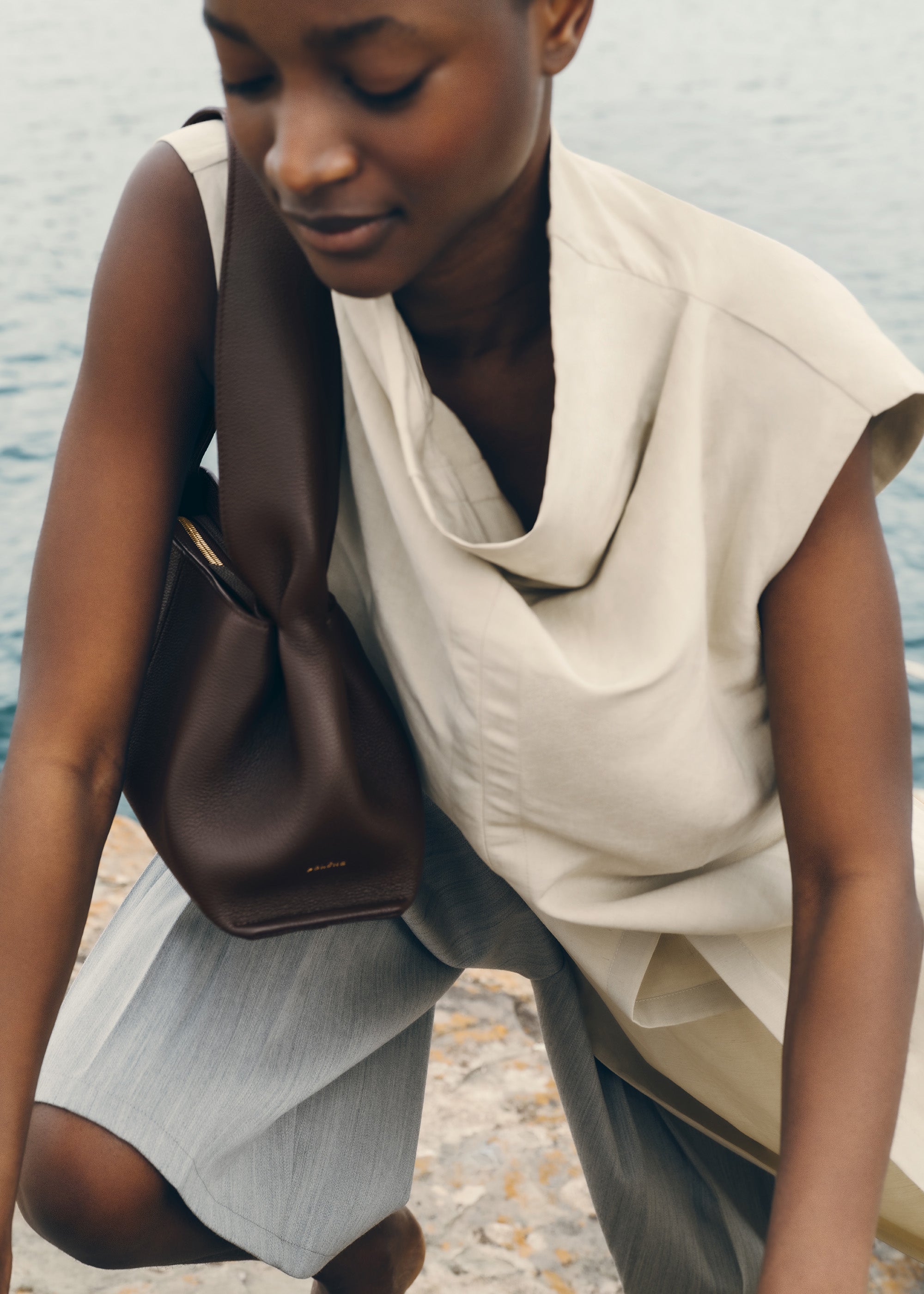 Polène | Bag - Numéro Neuf East-West - Textured Ebony – Polène US