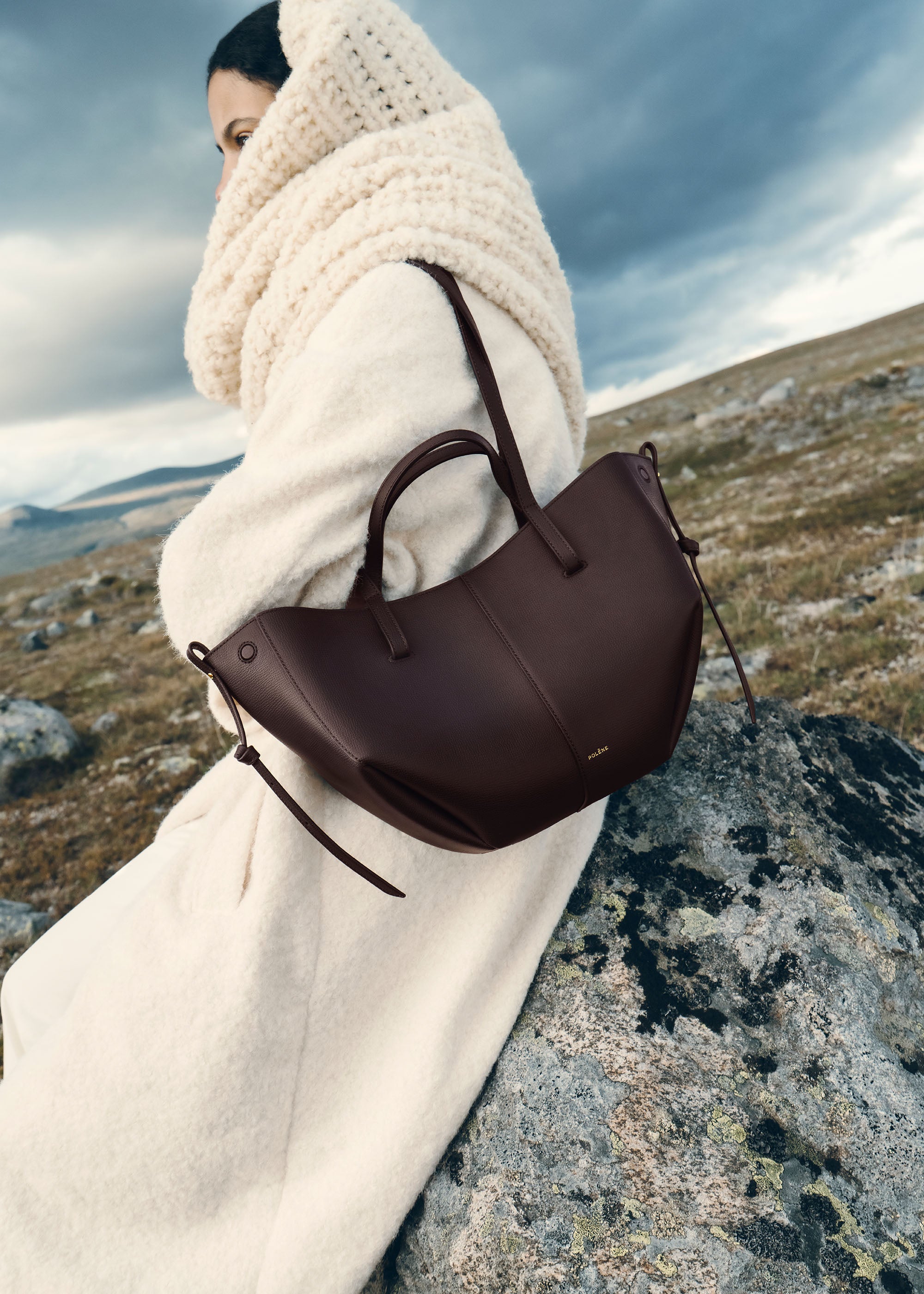 Polène | Bag - Cyme Mini - Textured Plum – Polène US