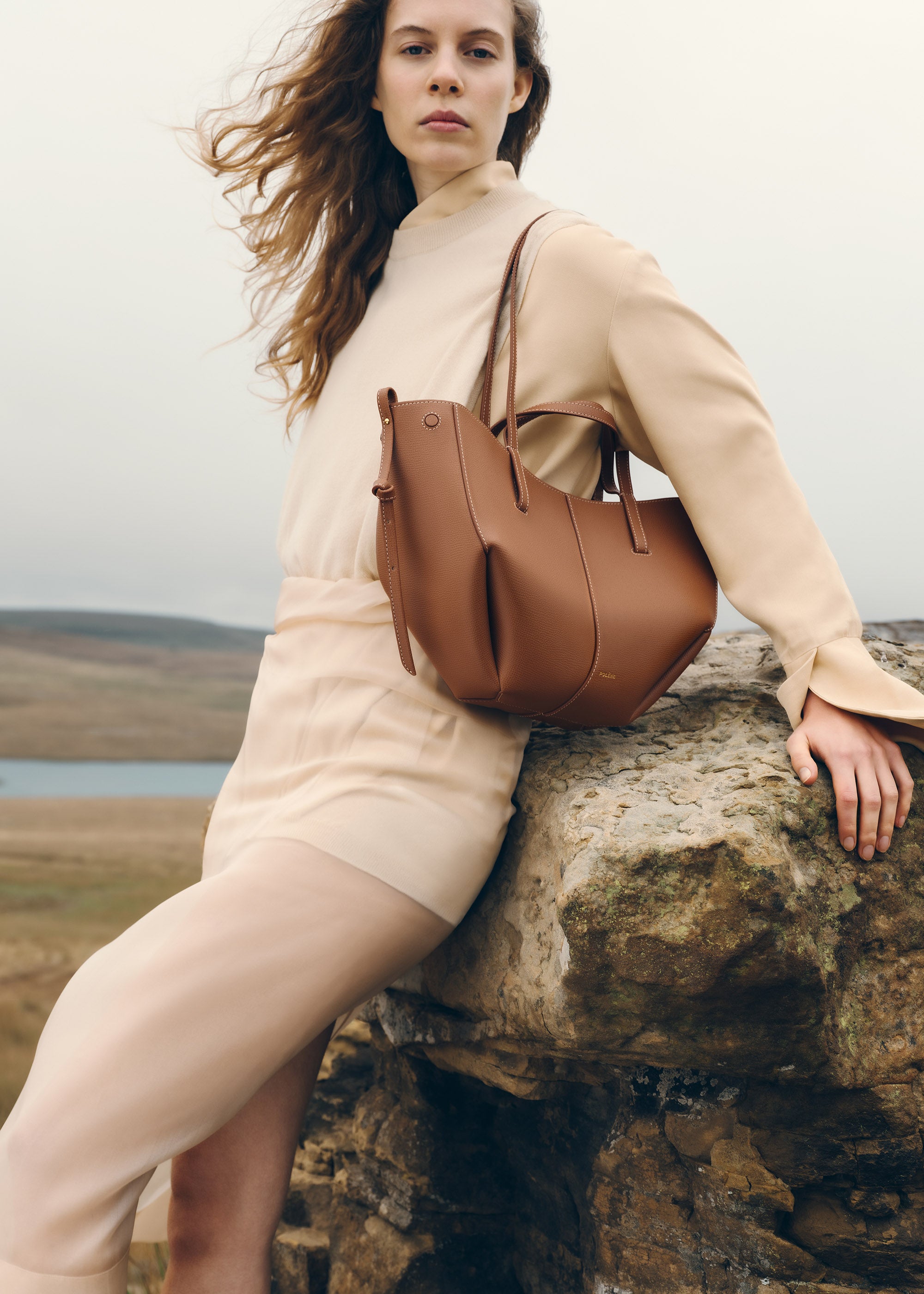 Polène | Bag - Cyme Mini - Textured Camel – Polène US