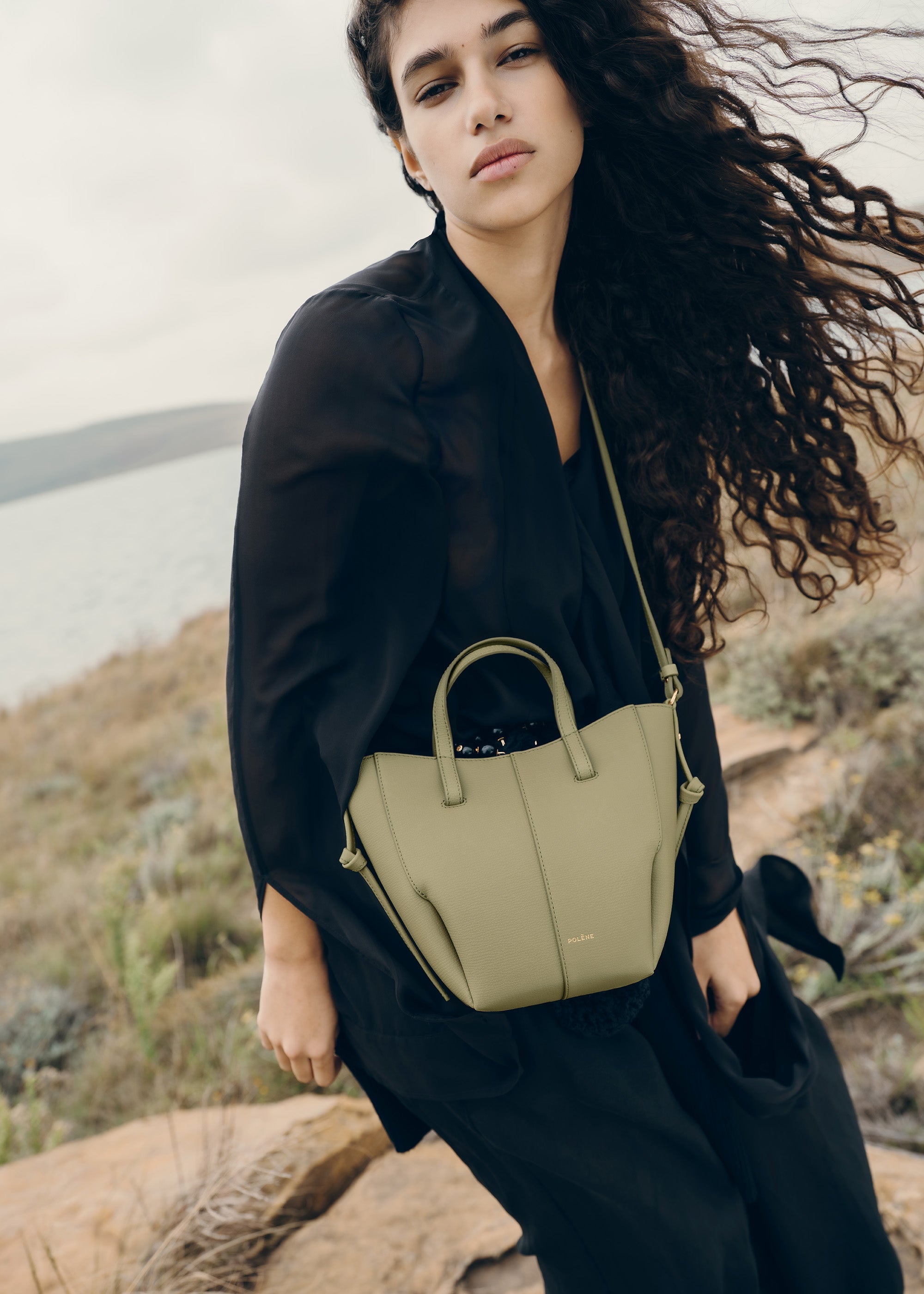Polène | Bag - Cyme Tote Nano - Textured Linden – Polène US