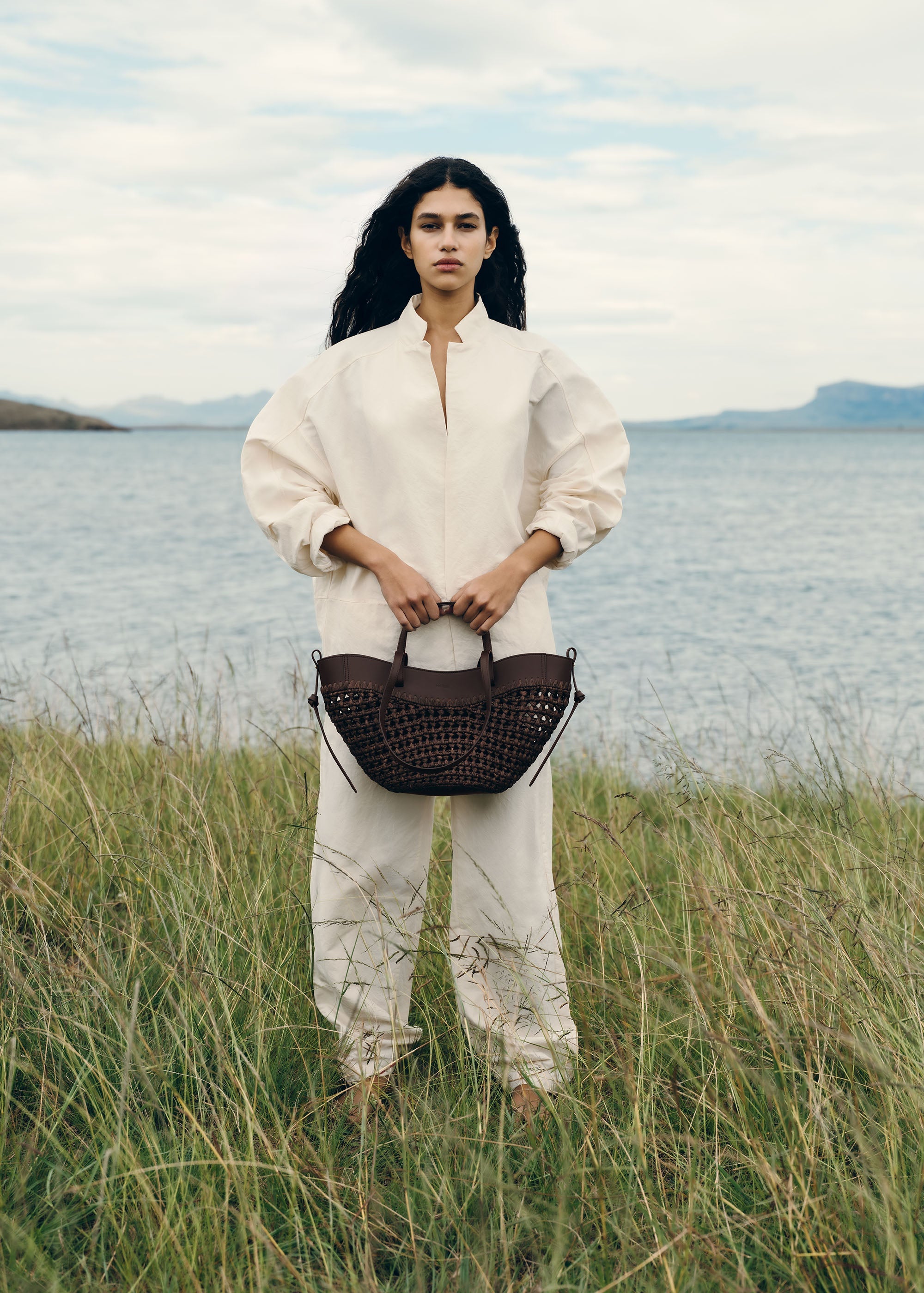 Polène | Bag - Cyme Mini - Raffia Ebony – Polène US