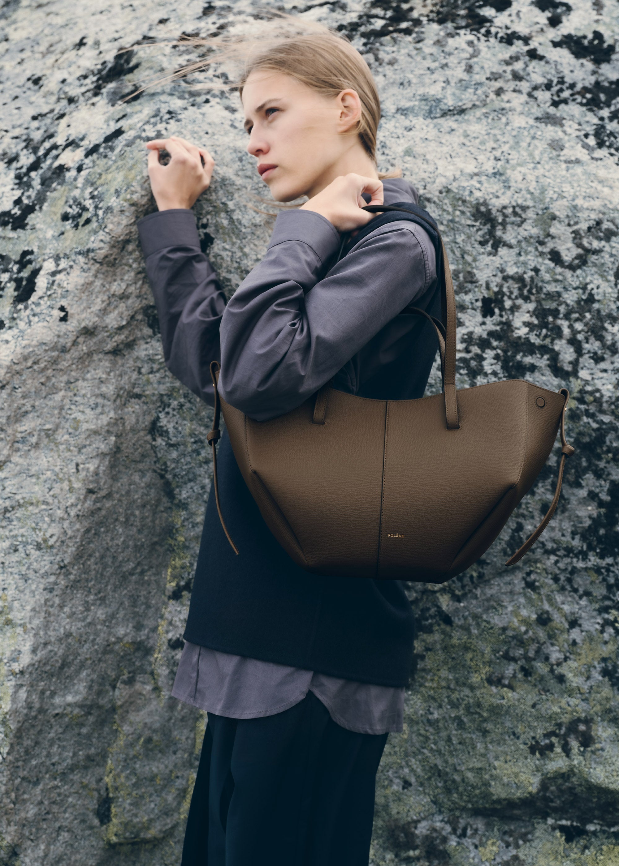 Polène | Bag - Cyme Mini - Textured Candied Chestnut – Polène US