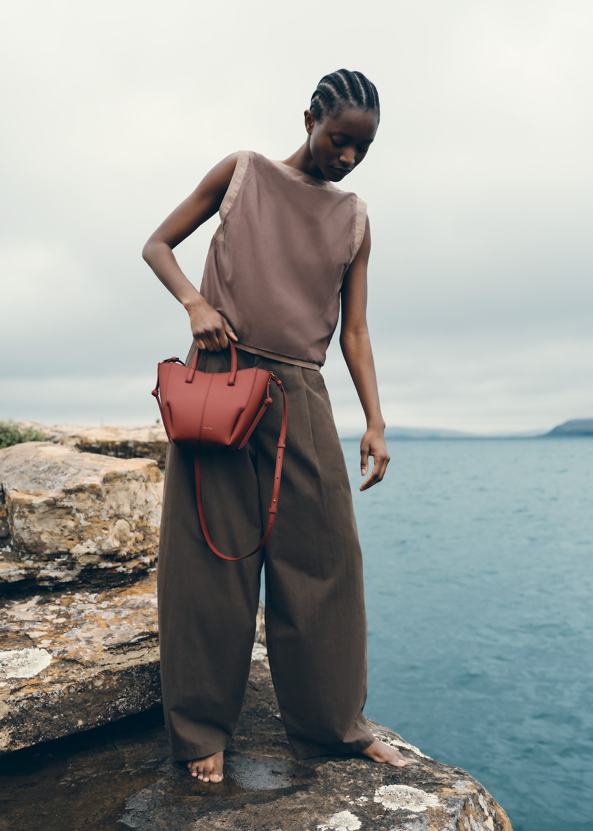 Polène | Bag - Cyme Tote Nano - Textured Terracotta – Polène US