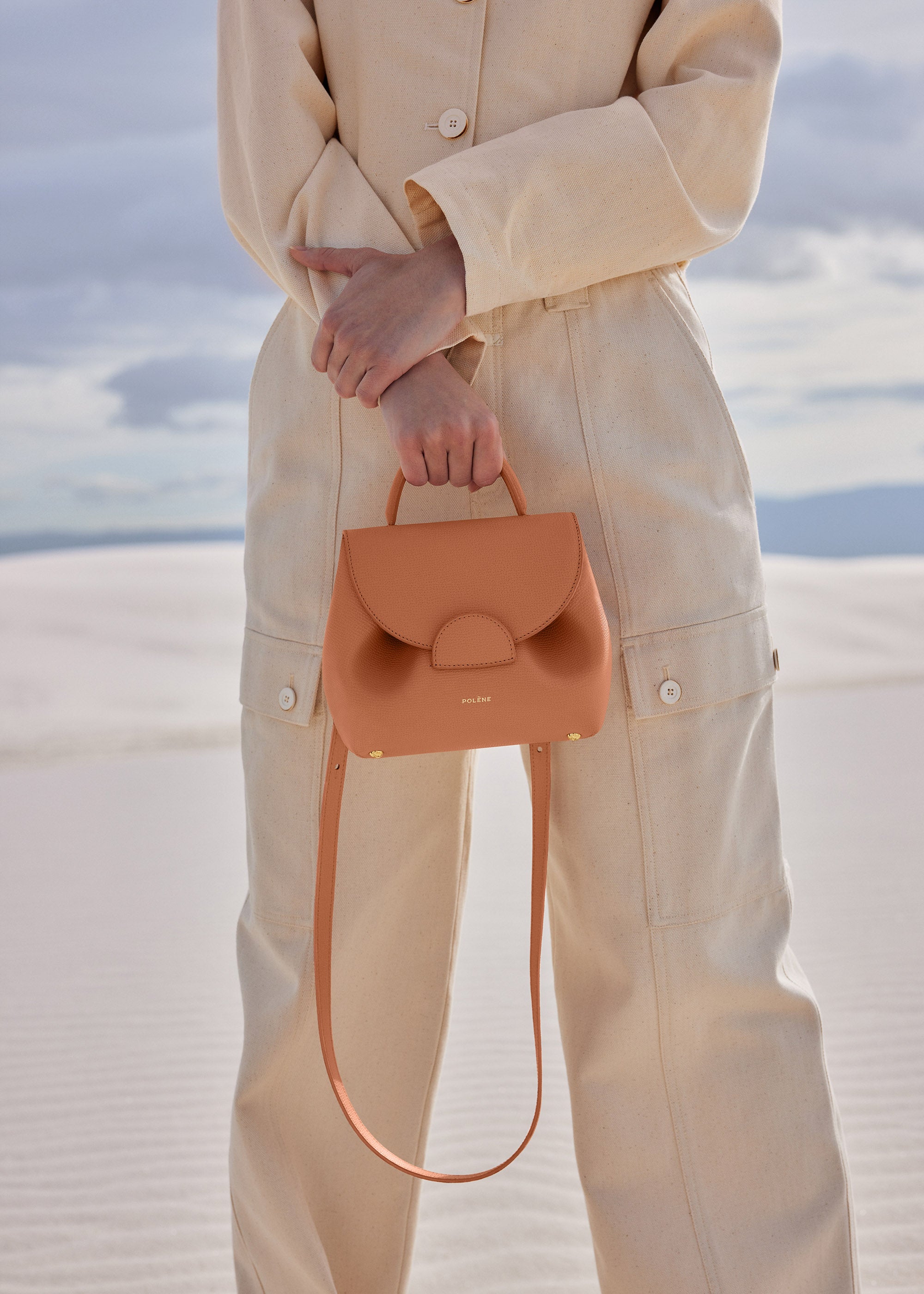 Numéro un nano leather handbag Polene White in Leather - 32505333