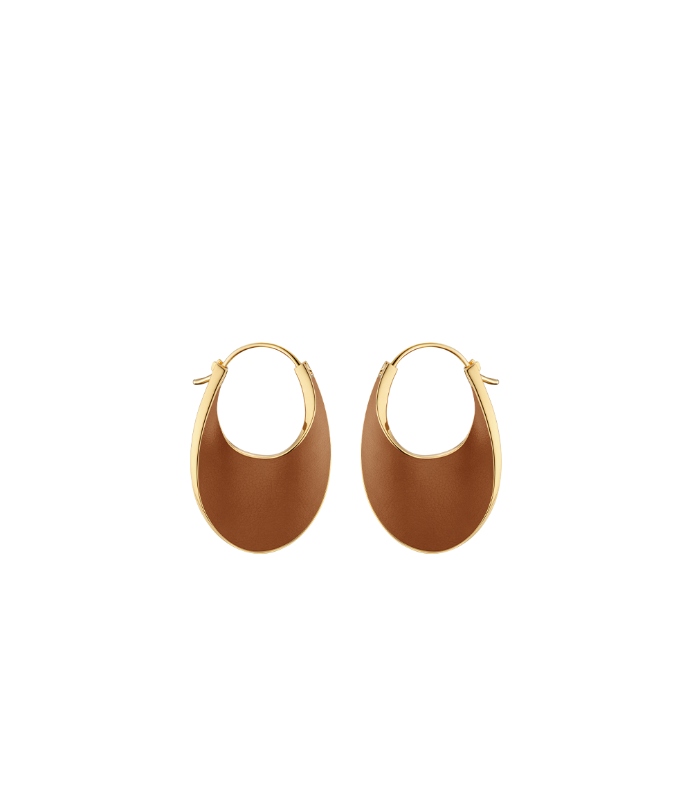 Éole Slim Hoop Earrings - Camel Leather