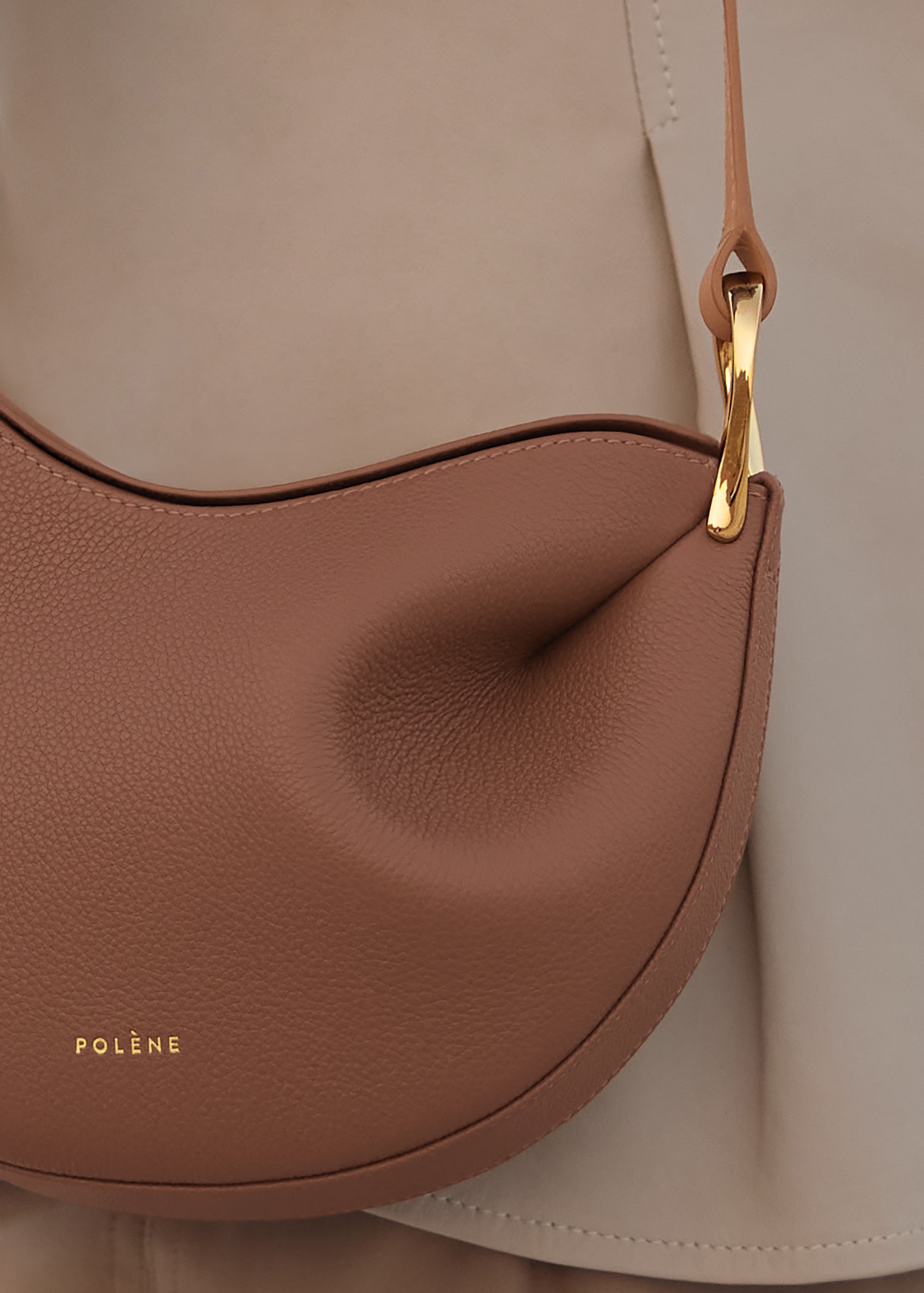 Polène  Bag - Béri - Camel Textured Leather