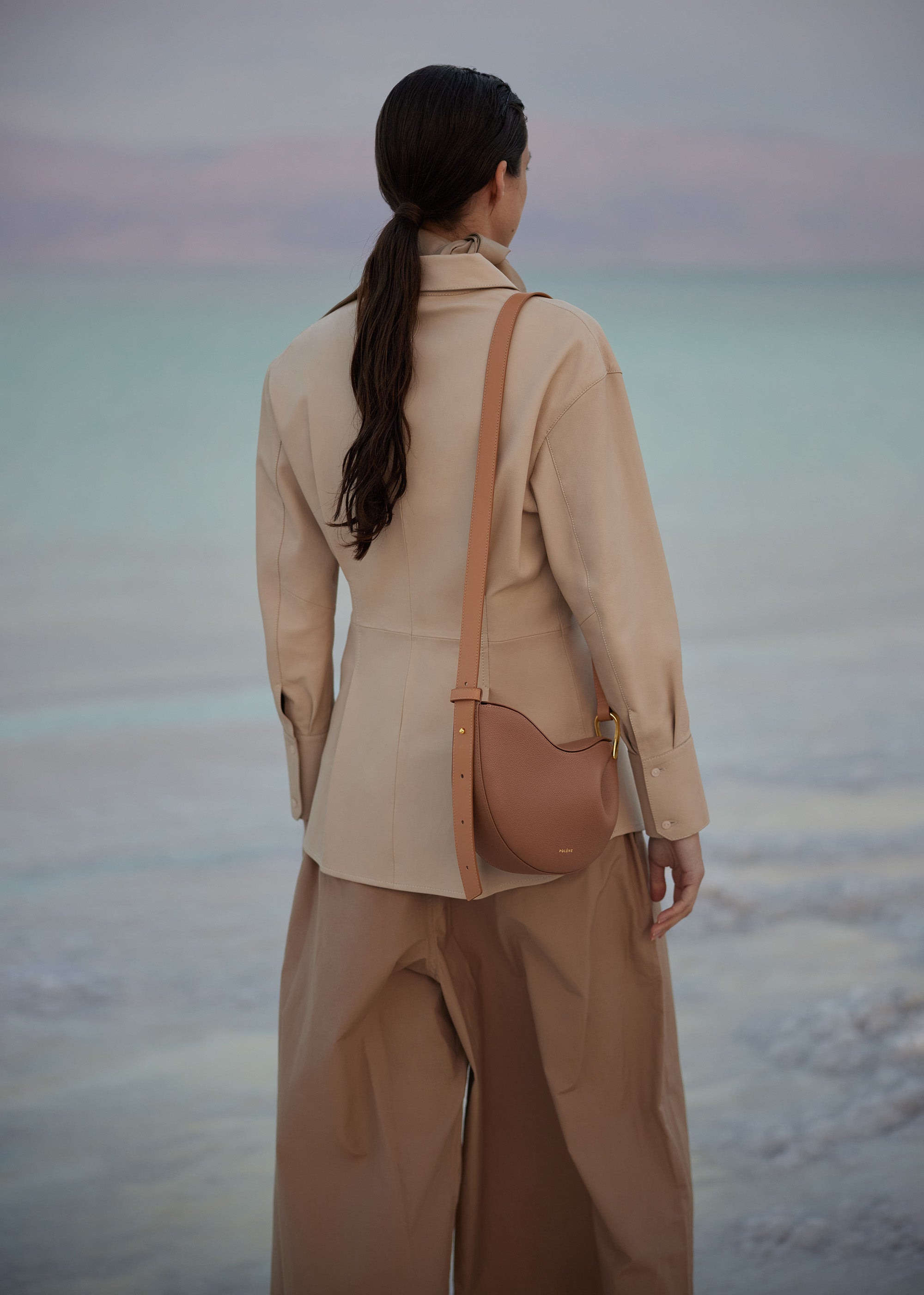 Polène  Bag - Béri - Camel Textured Leather