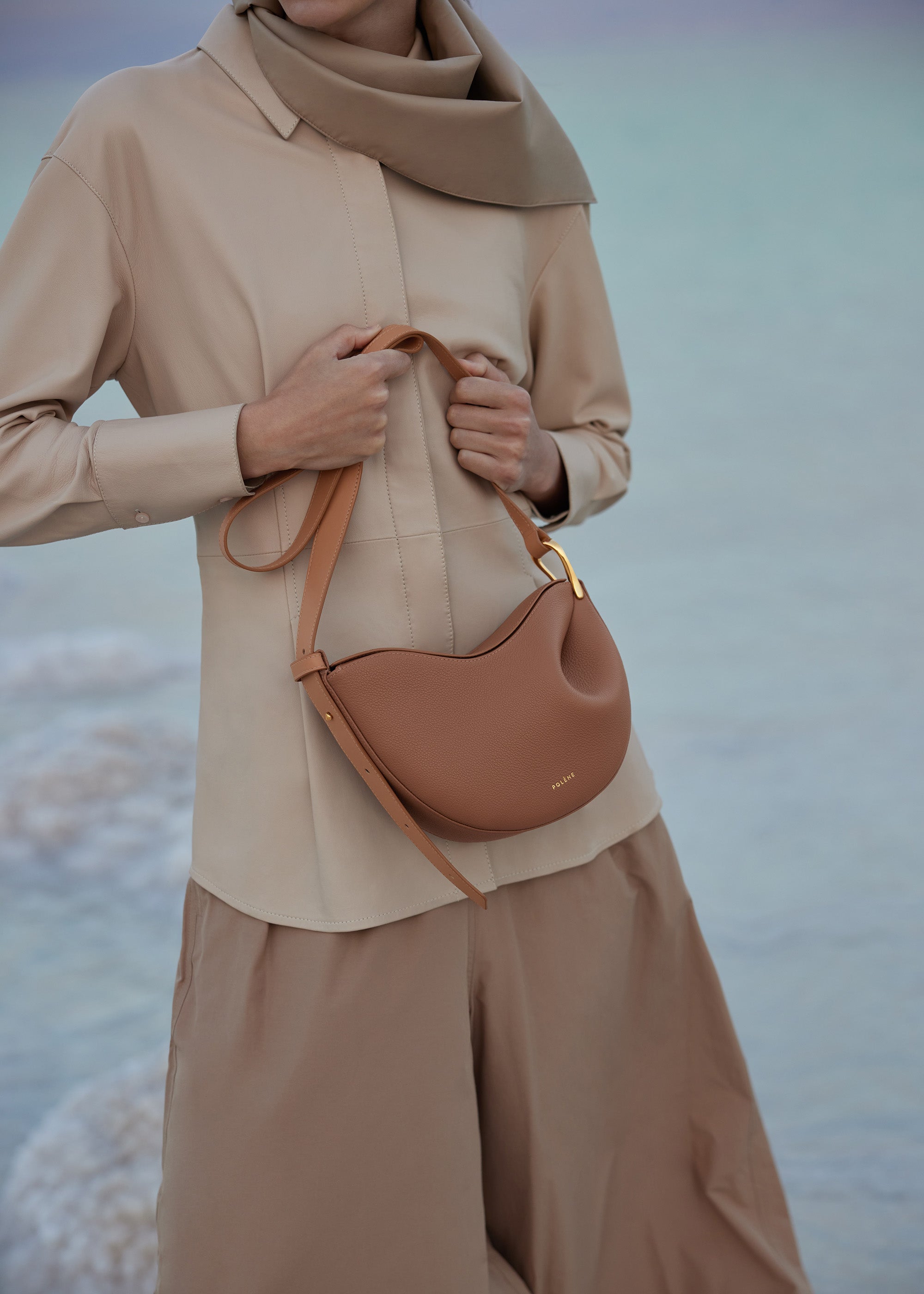 Polène  Bag - Numéro Un - Trio Camel Textured leather