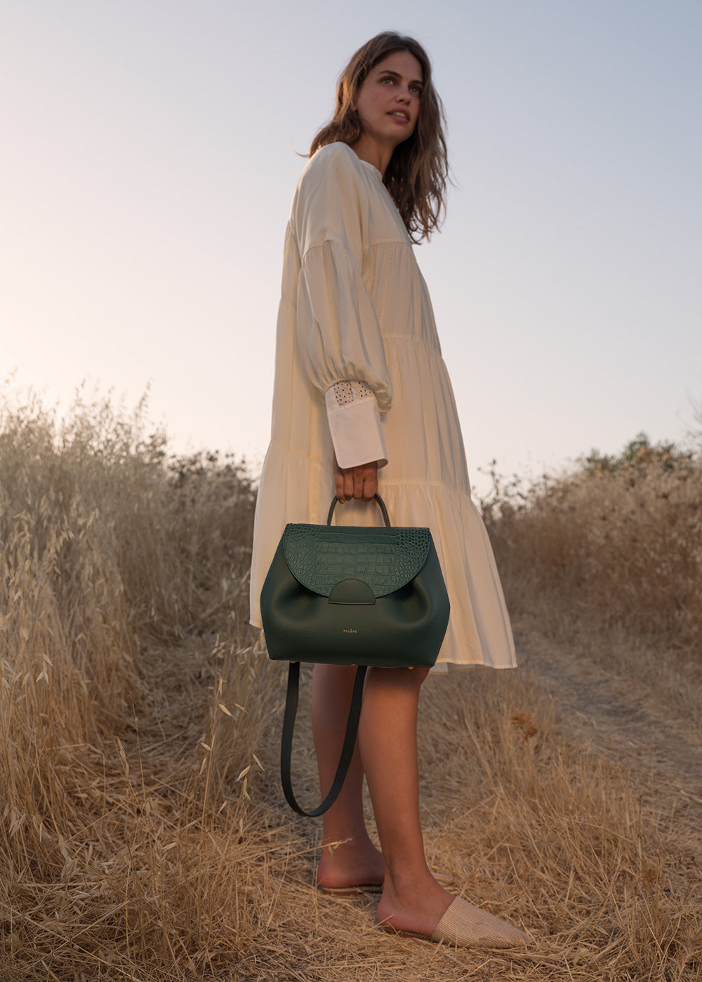 Numéro un leather handbag Polene Green in Leather - 35602457