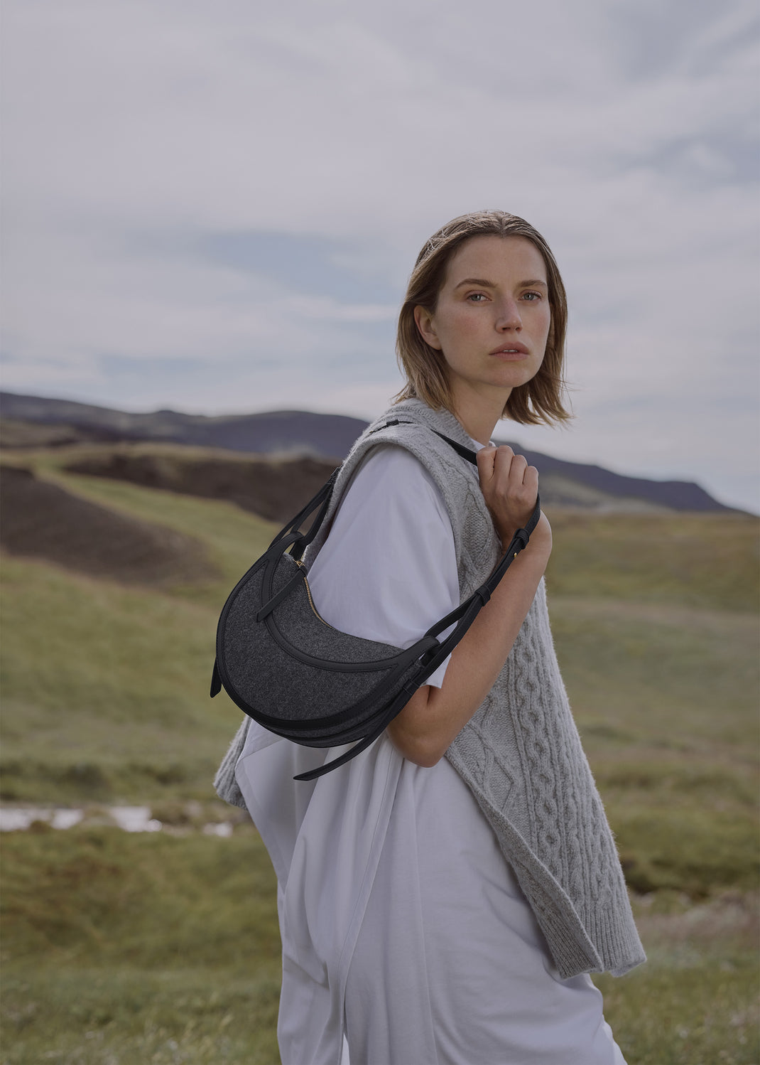 Polène Bag Numéro Dix Tissé duo black