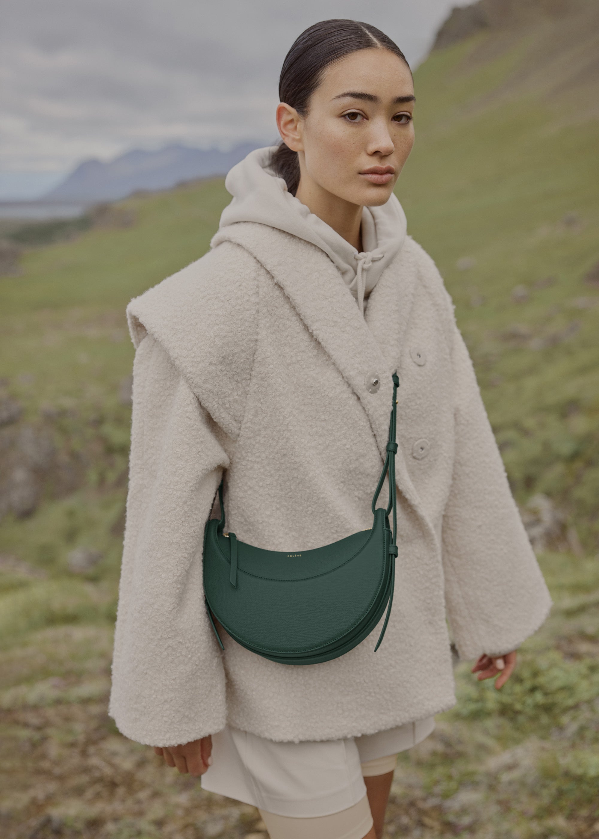 Numéro dix leather handbag Polene Green in Leather - 36706446