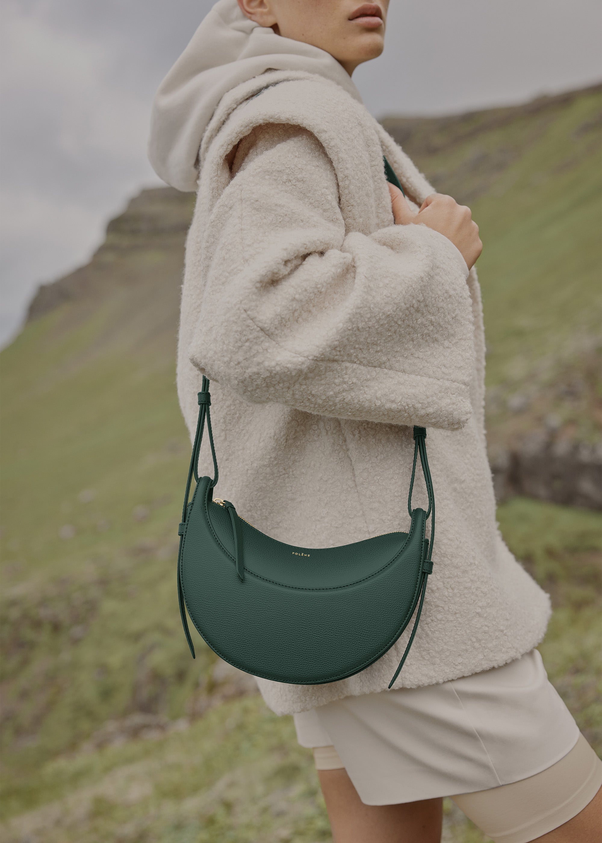 Polène | Bag - numéro Dix - Monochrome Green Textured Leather