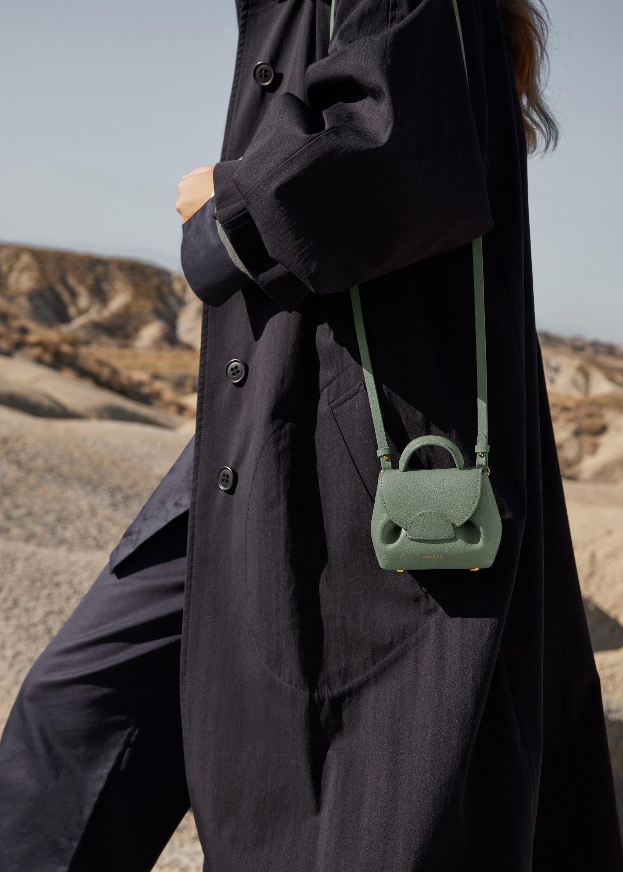Polene, Bags, Polne Number One Micro Bag In Sage Textured Leather
