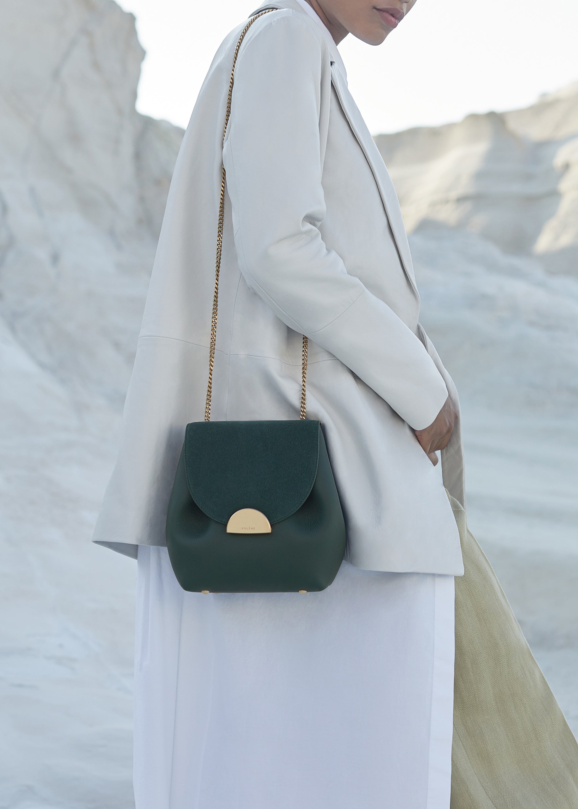 Numéro un mini leather handbag Polene Green in Leather - 33941533