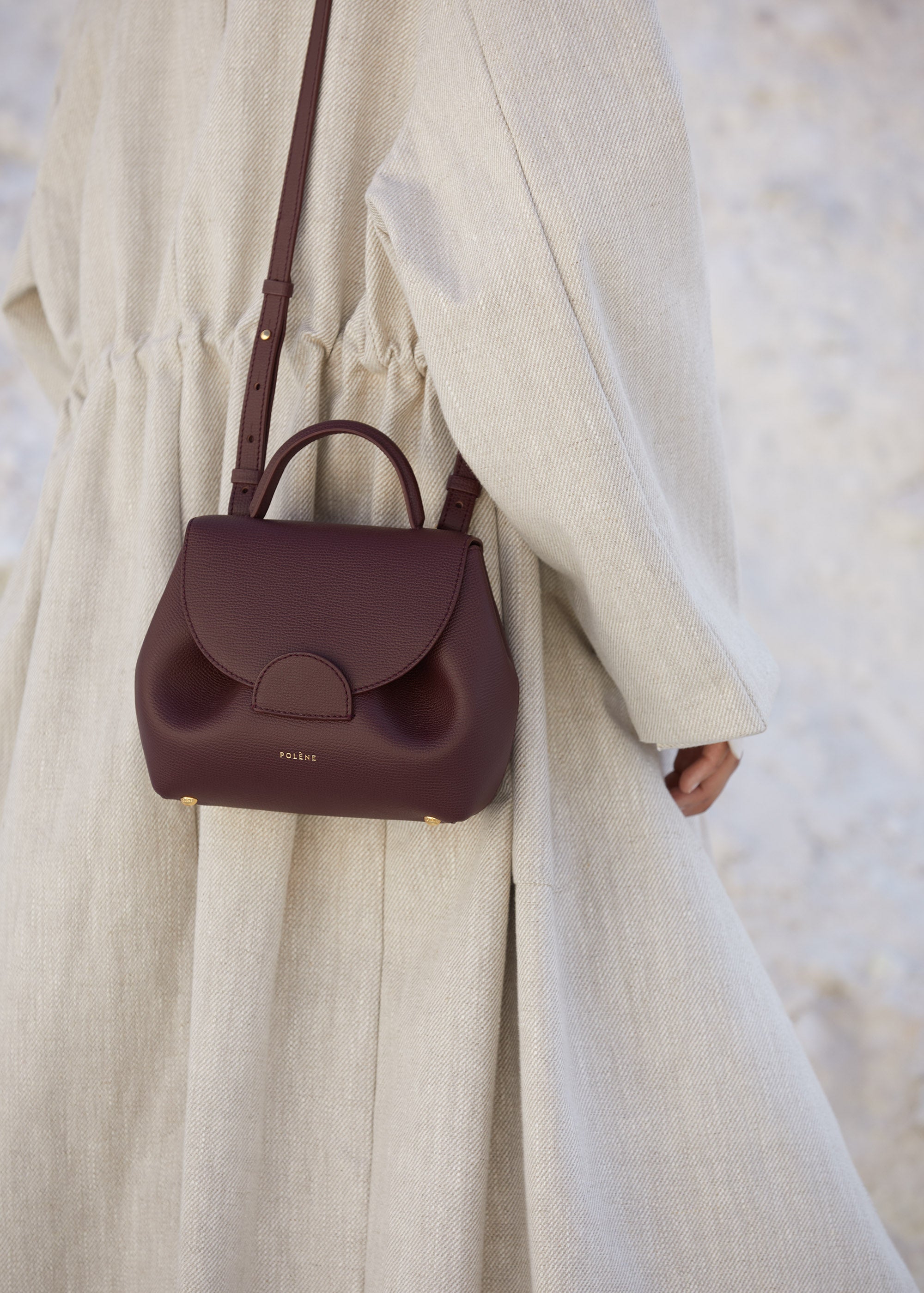 Polène  Bag - Numéro Un Nano - Bordeaux Textured leather