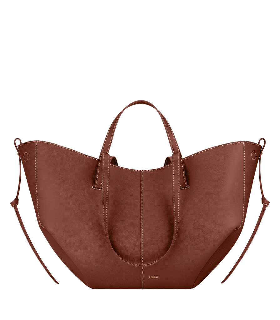 Polène  Bag - Cyme Mini - Cognac Textured Leather
